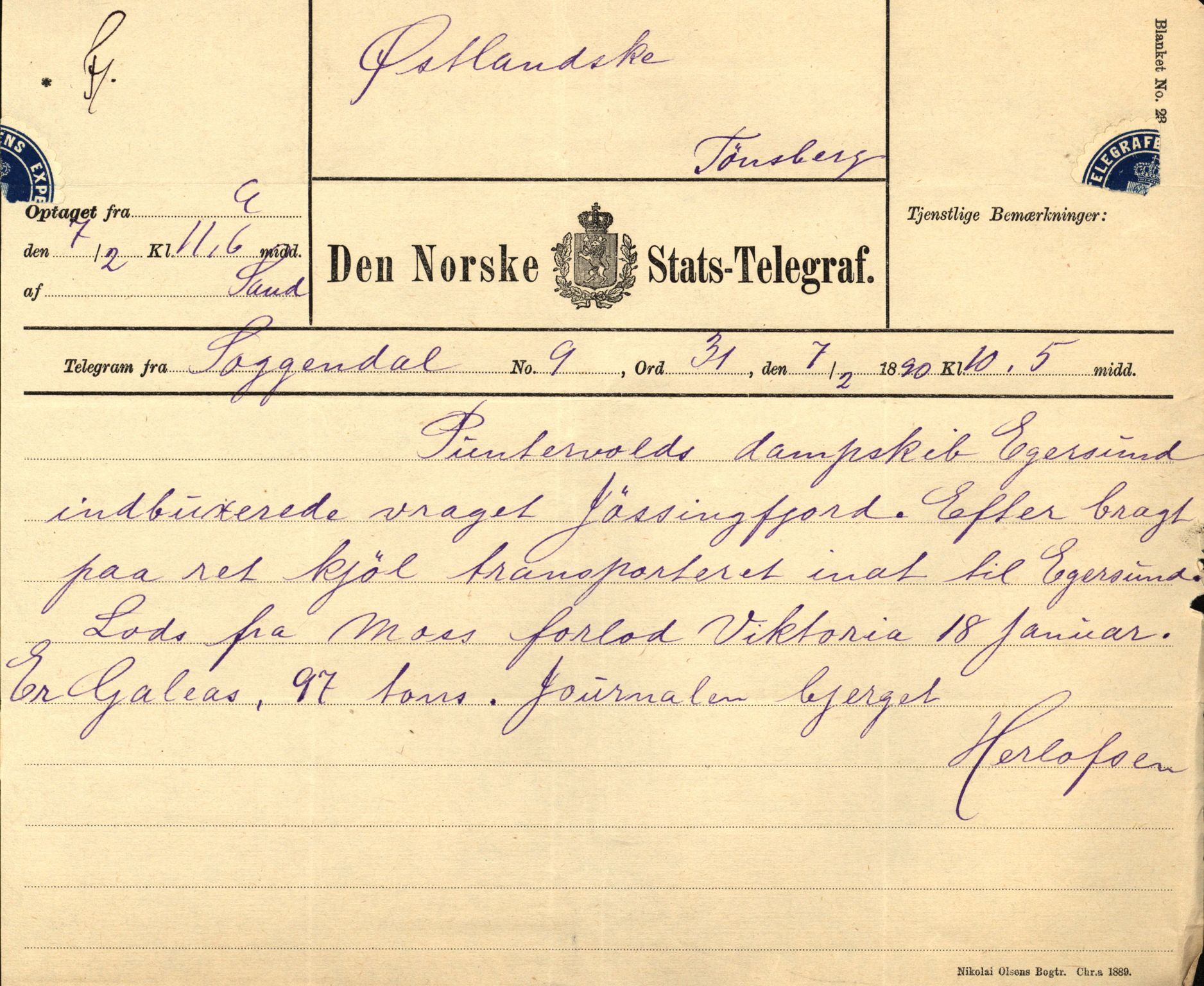 Pa 63 - Østlandske skibsassuranceforening, VEMU/A-1079/G/Ga/L0025/0002: Havaridokumenter / Victoria, St. Petersburg, Windsor, 1890, p. 69