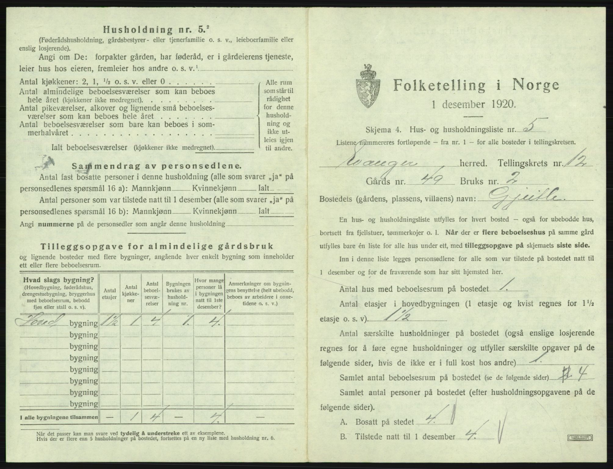 SAB, 1920 census for Evanger, 1920, p. 575