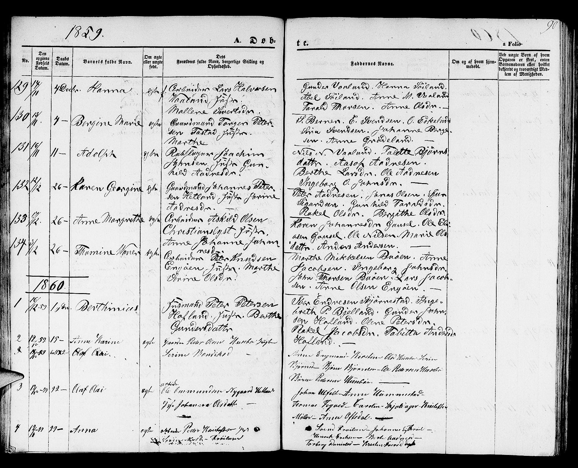Hetland sokneprestkontor, SAST/A-101826/30/30BB/L0001: Parish register (copy) no. B 1, 1850-1868, p. 90