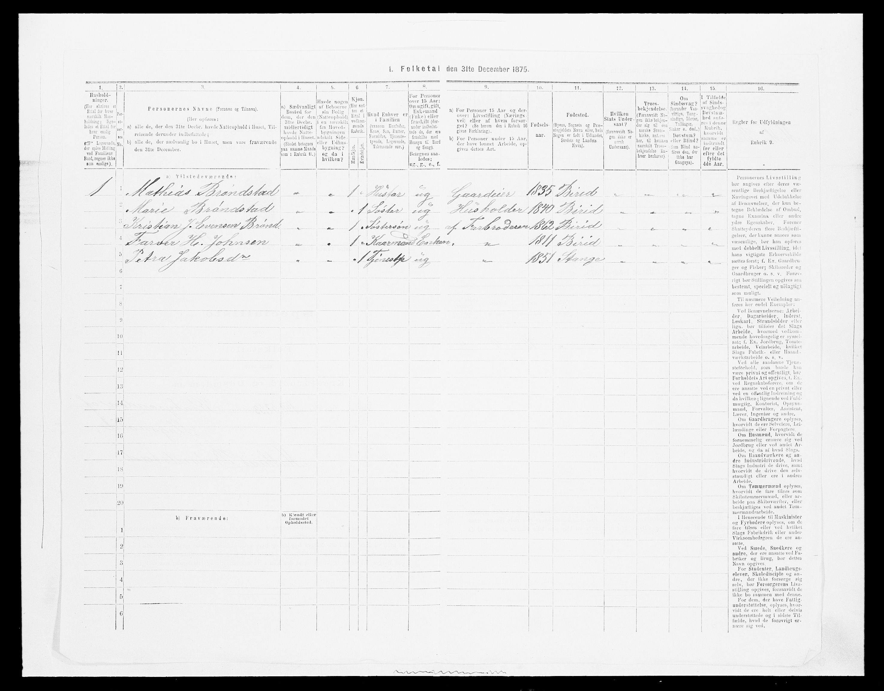 SAH, 1875 census for 0528P Østre Toten, 1875, p. 2185