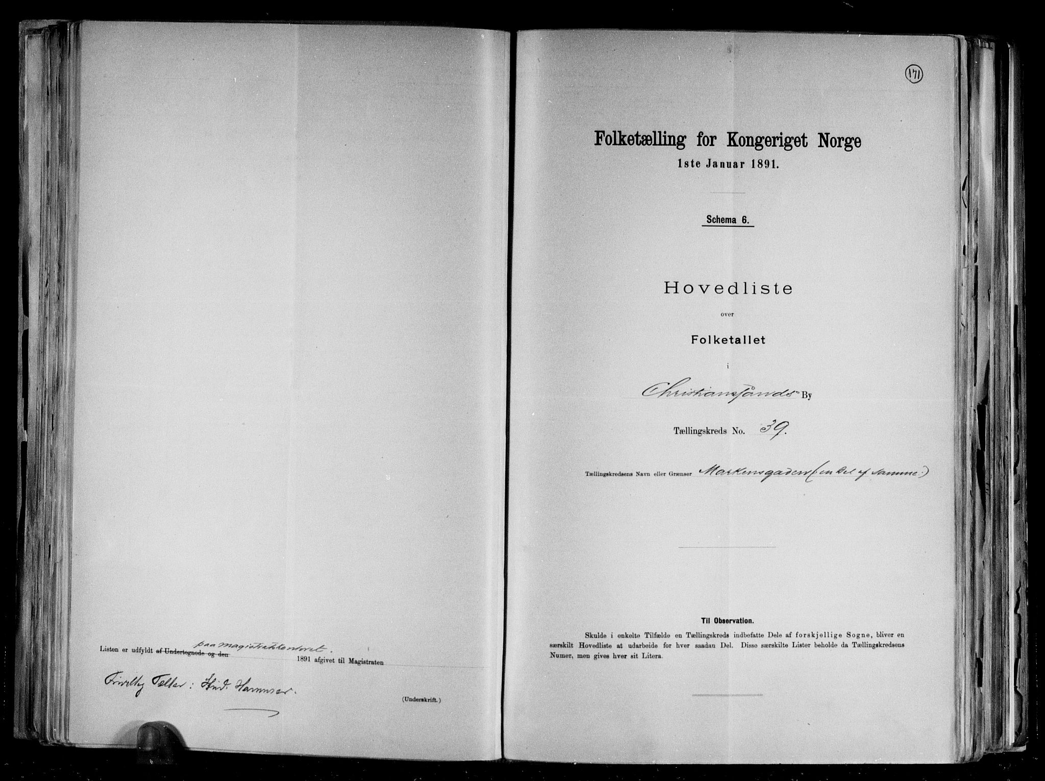 RA, 1891 census for 1001 Kristiansand, 1891, p. 81