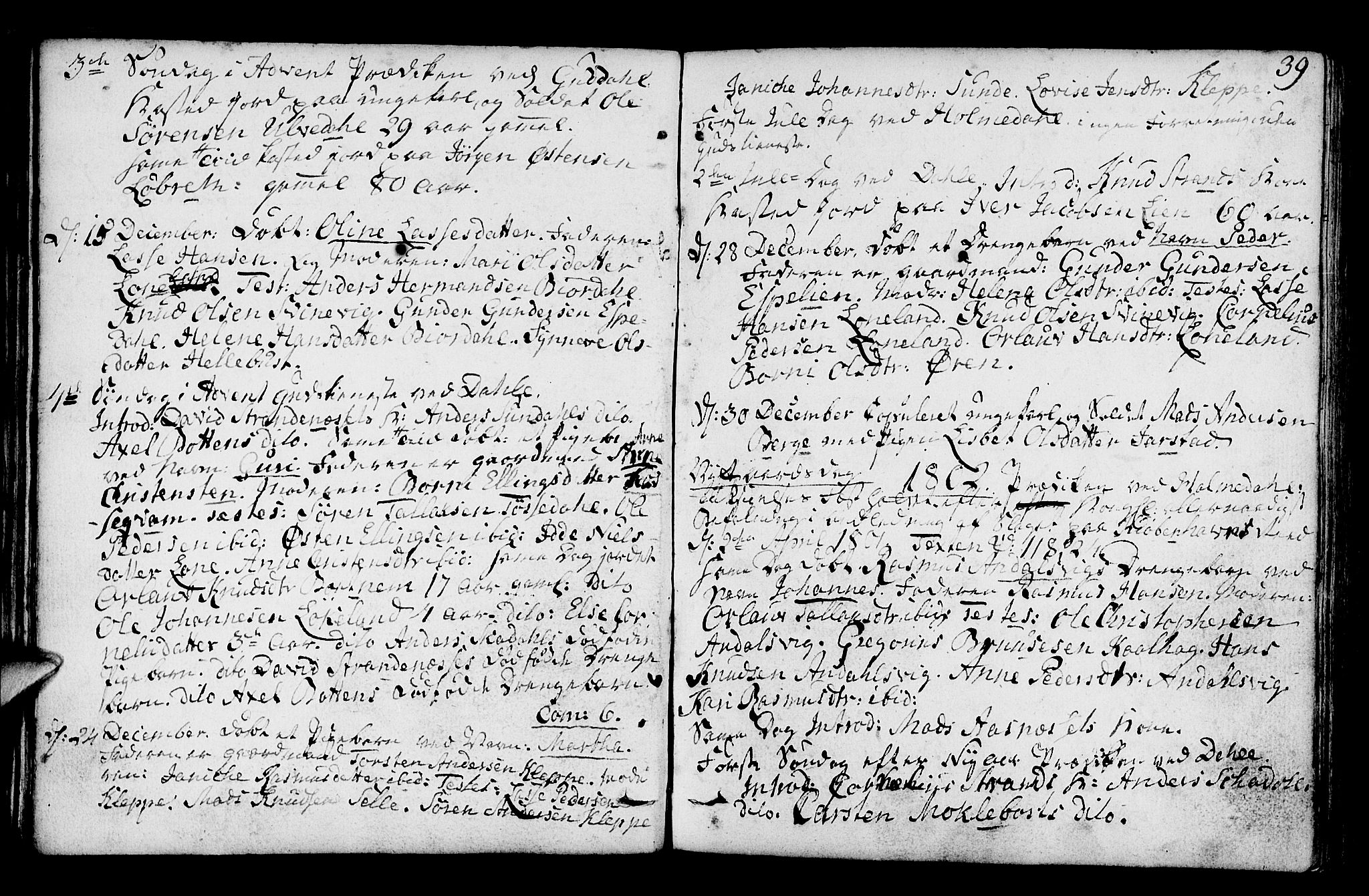 Fjaler sokneprestembete, AV/SAB-A-79801/H/Haa/Haaa/L0003: Parish register (official) no. A 3, 1799-1814, p. 39