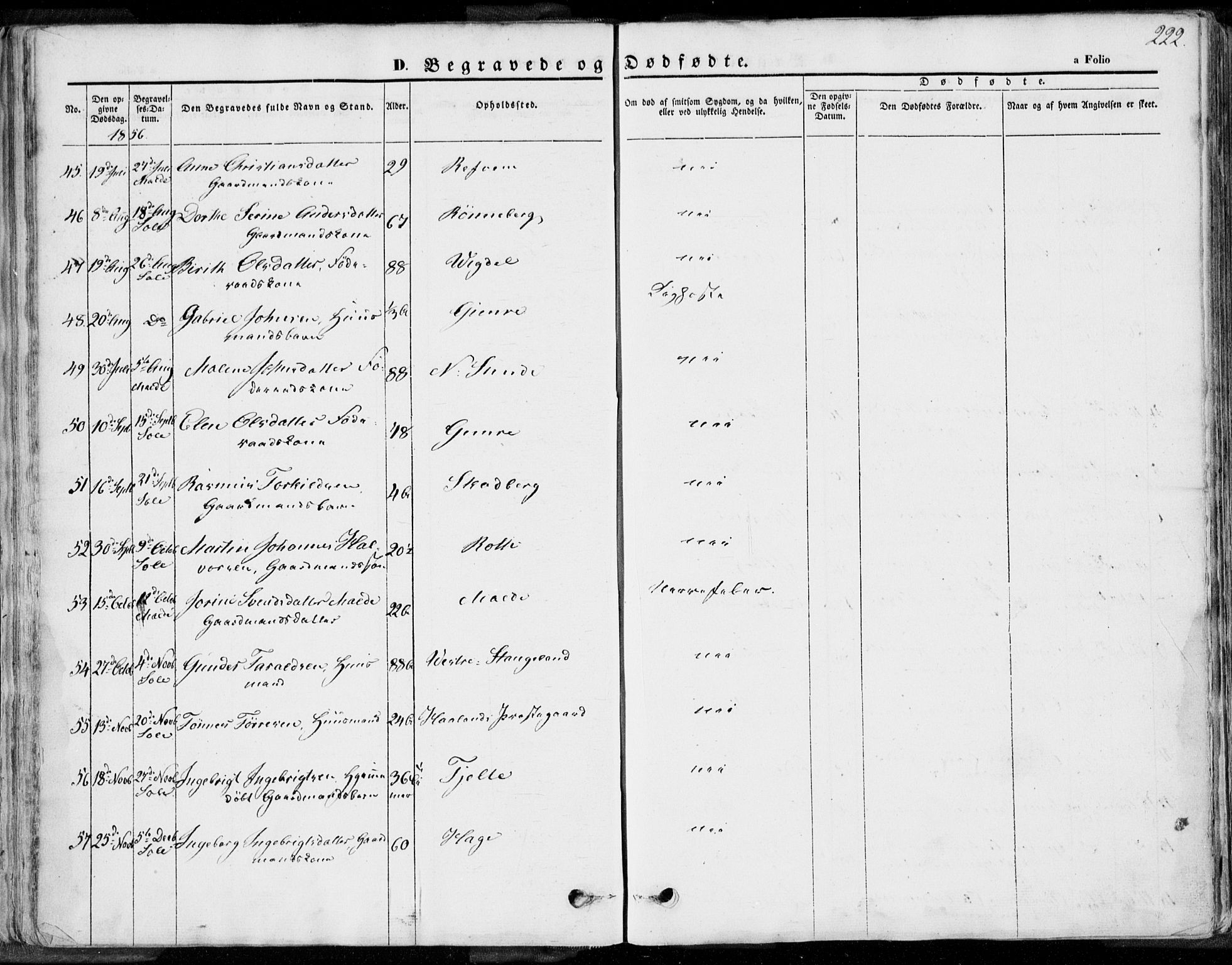 Håland sokneprestkontor, AV/SAST-A-101802/001/30BA/L0008: Parish register (official) no. A 7.2, 1854-1870, p. 222