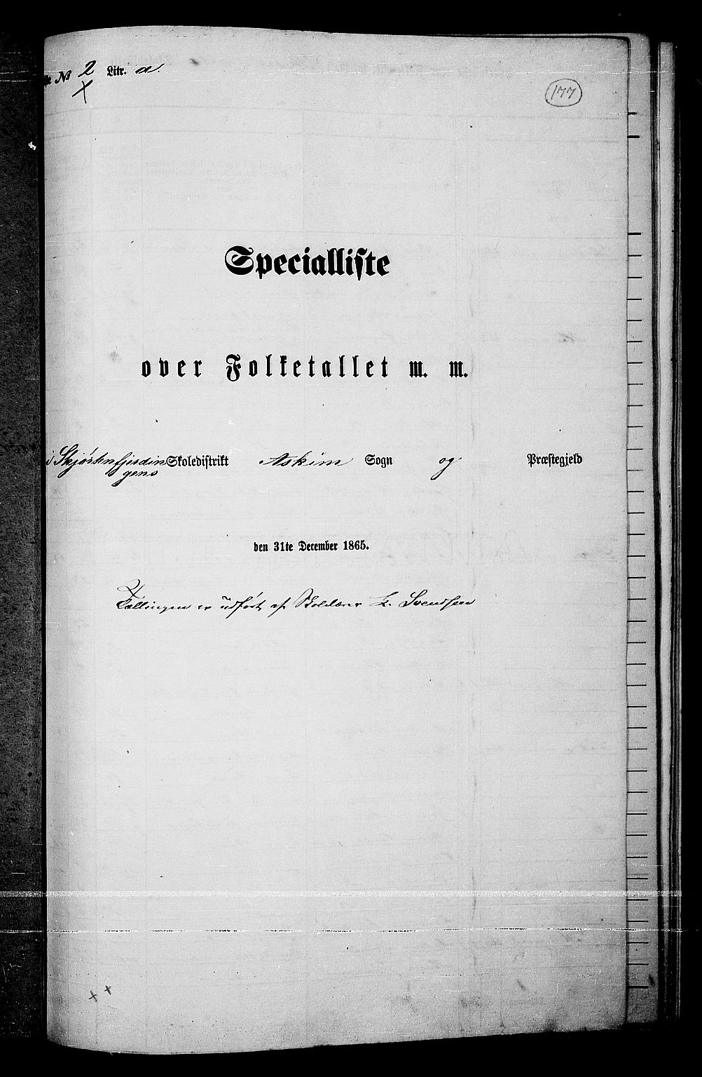 RA, 1865 census for Askim, 1865, p. 37