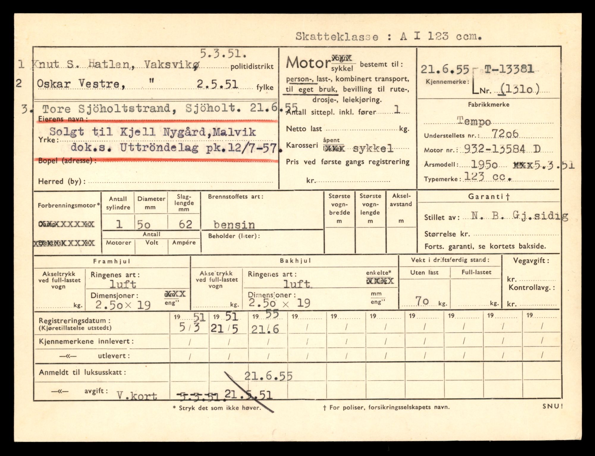 Møre og Romsdal vegkontor - Ålesund trafikkstasjon, SAT/A-4099/F/Fe/L0039: Registreringskort for kjøretøy T 13361 - T 13530, 1927-1998, p. 299