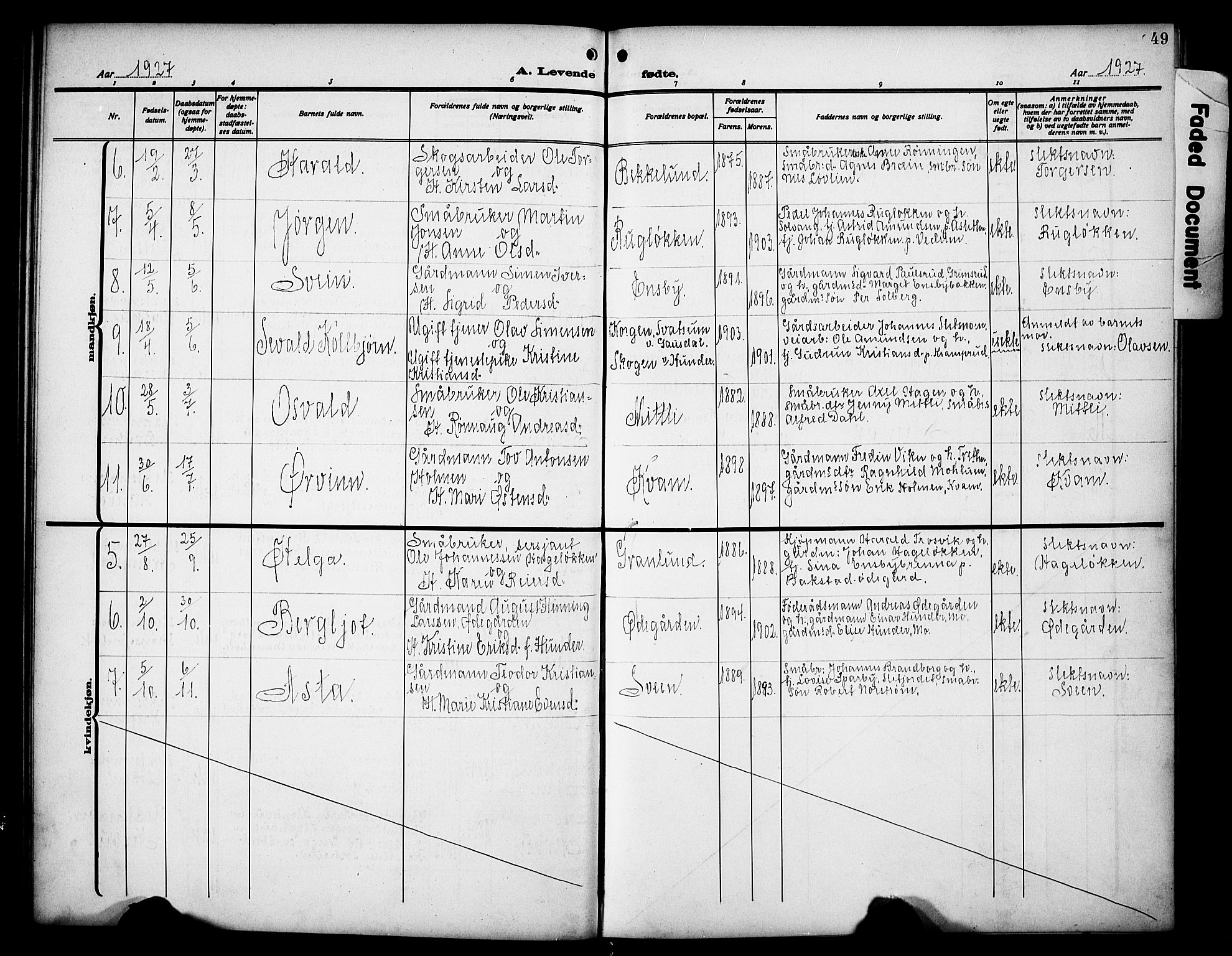 Øyer prestekontor, SAH/PREST-084/H/Ha/Hab/L0007: Parish register (copy) no. 7, 1913-1928, p. 49