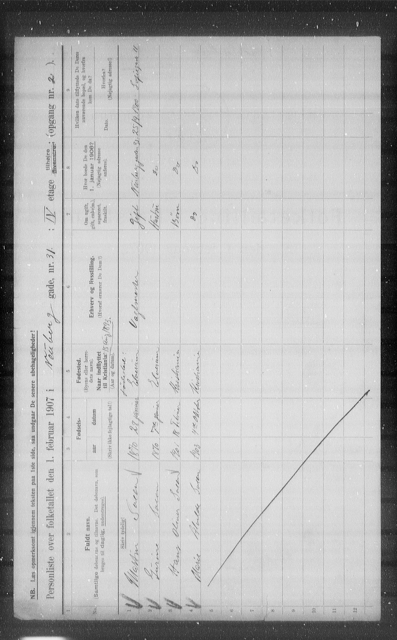 OBA, Municipal Census 1907 for Kristiania, 1907, p. 35880