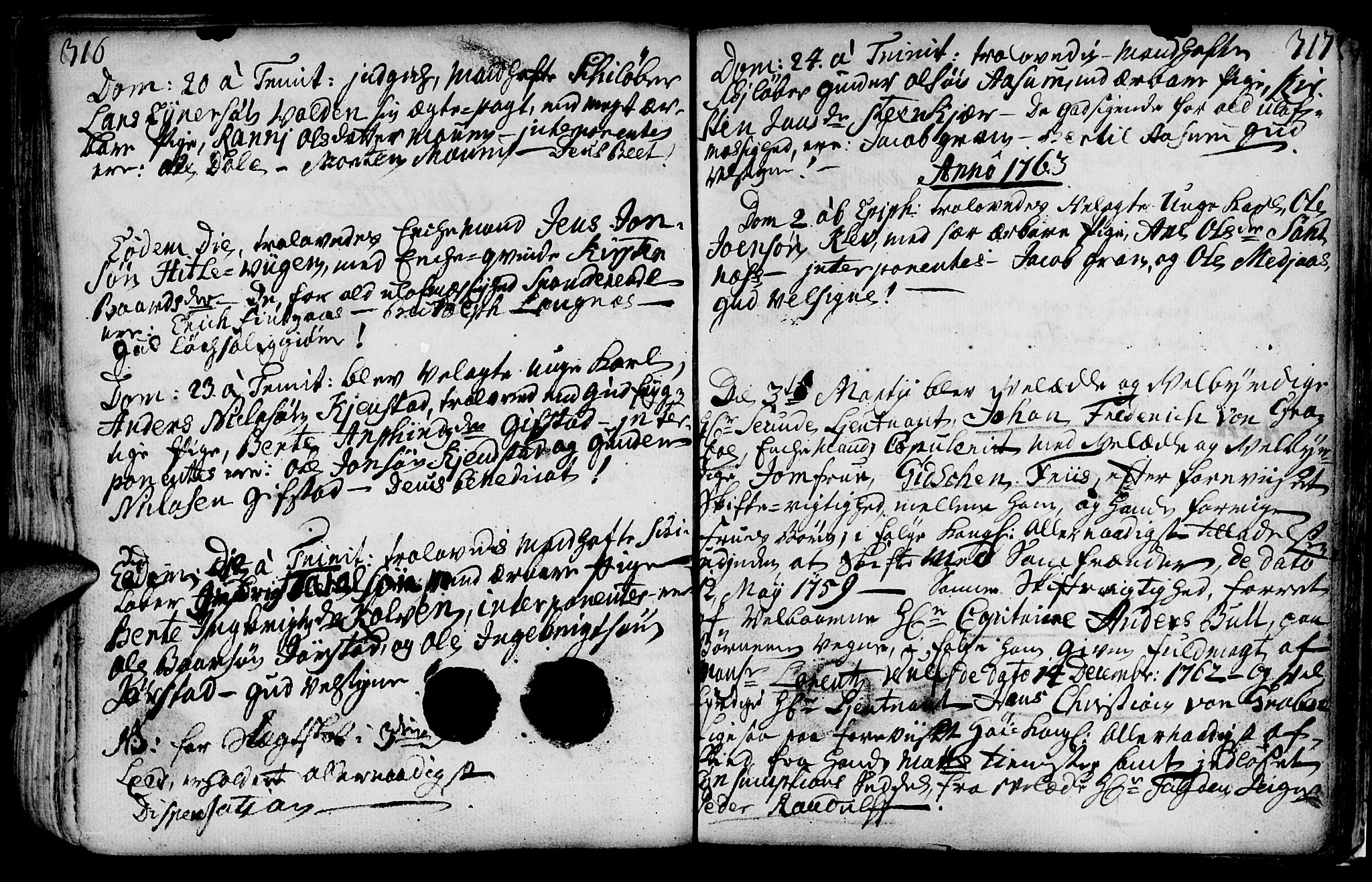 Ministerialprotokoller, klokkerbøker og fødselsregistre - Nord-Trøndelag, SAT/A-1458/749/L0467: Parish register (official) no. 749A01, 1733-1787, p. 316-317