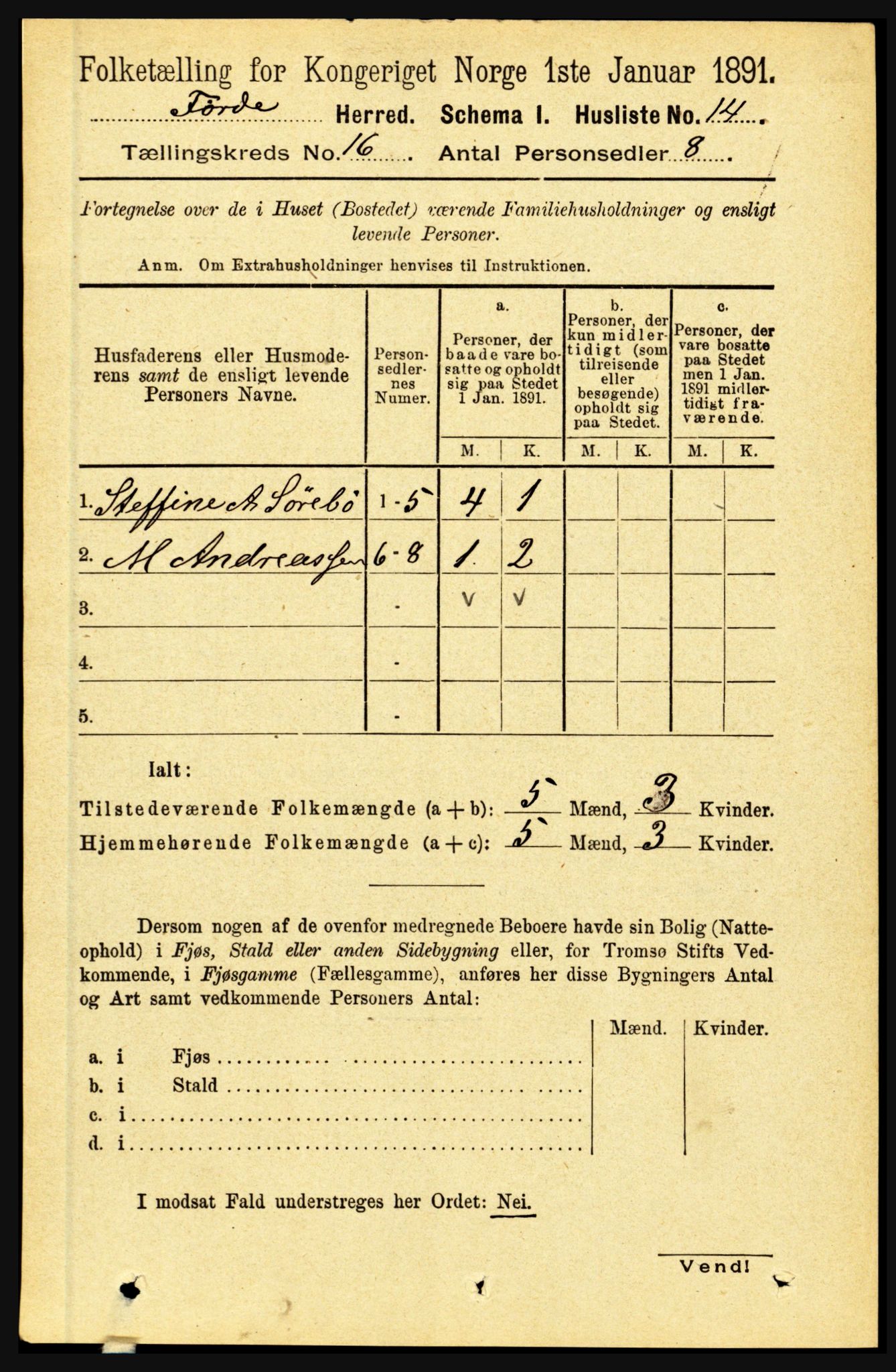 RA, 1891 census for 1432 Førde, 1891, p. 5820