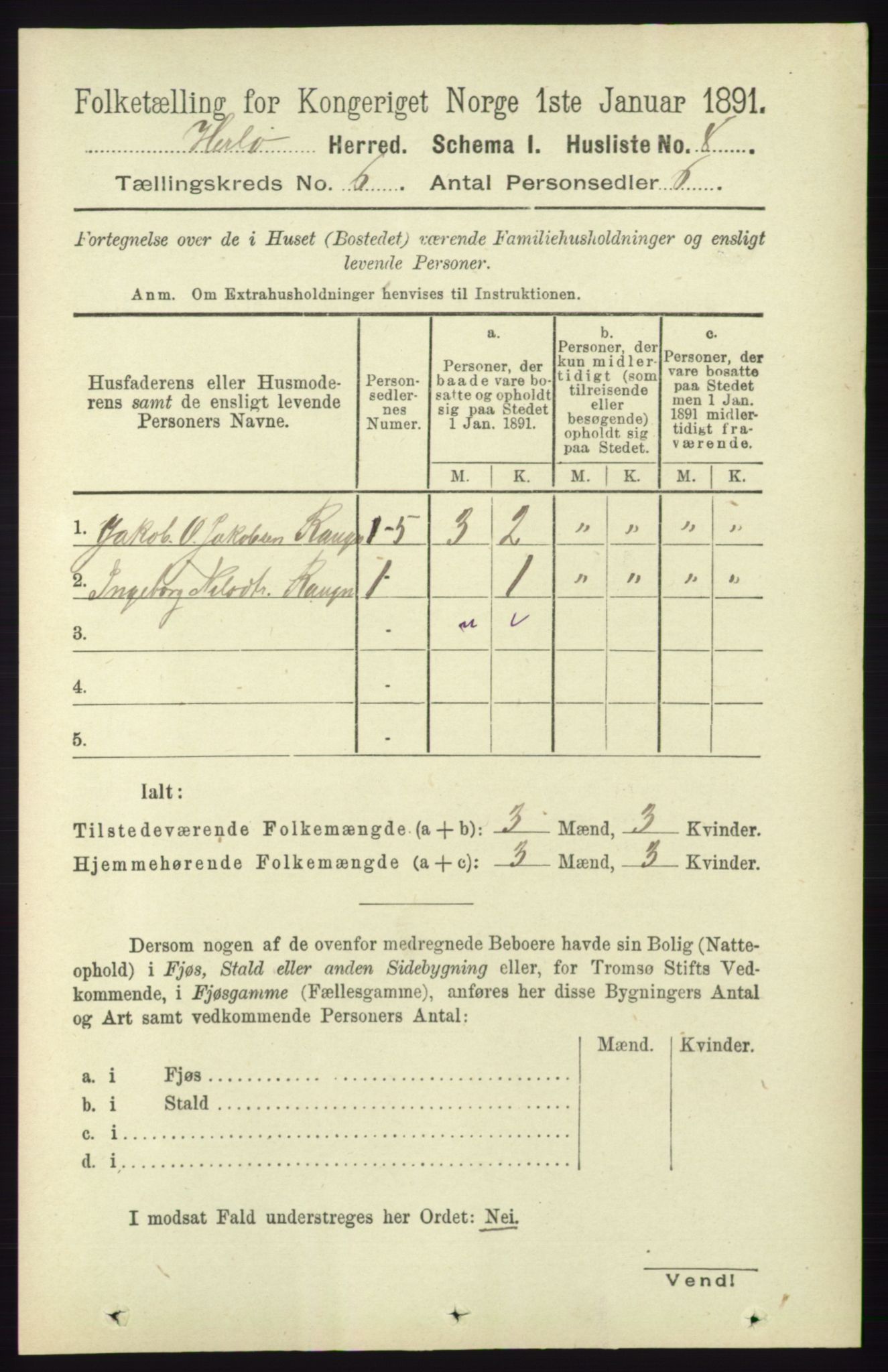 RA, 1891 census for 1258 Herdla, 1891, p. 2559