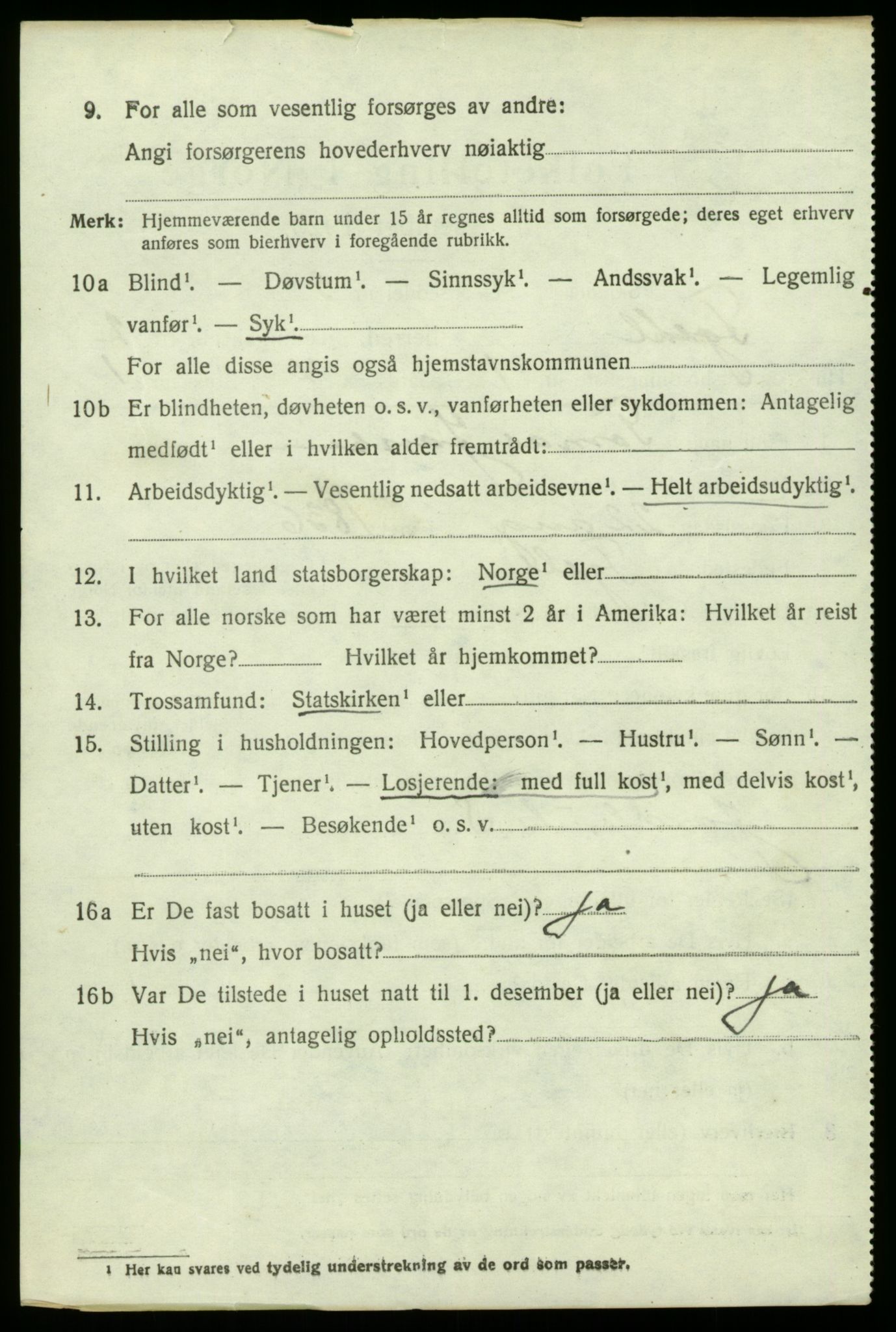 SAB, 1920 census for Fjell, 1920, p. 2261