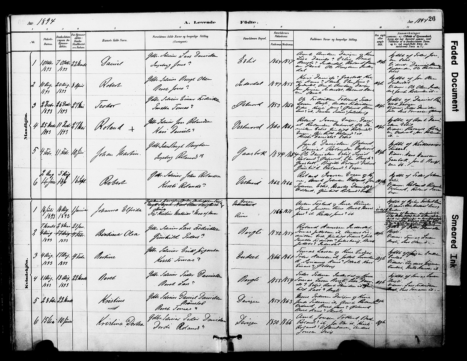 Ministerialprotokoller, klokkerbøker og fødselsregistre - Nord-Trøndelag, AV/SAT-A-1458/757/L0505: Parish register (official) no. 757A01, 1882-1904, p. 26