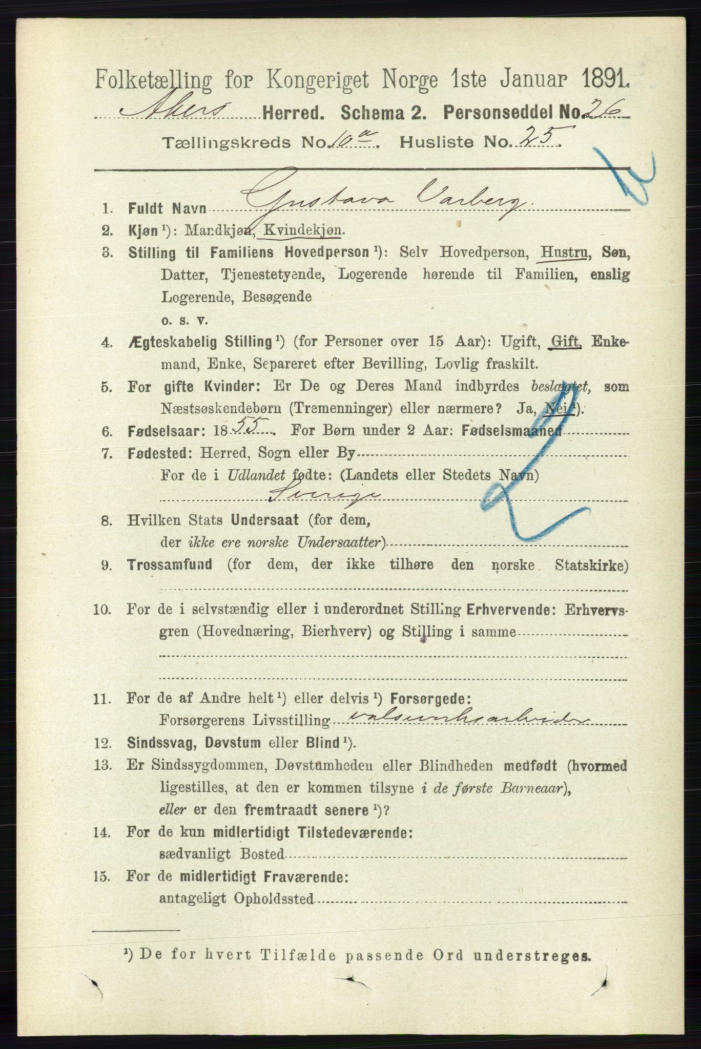 RA, 1891 census for 0218 Aker, 1891, p. 9386