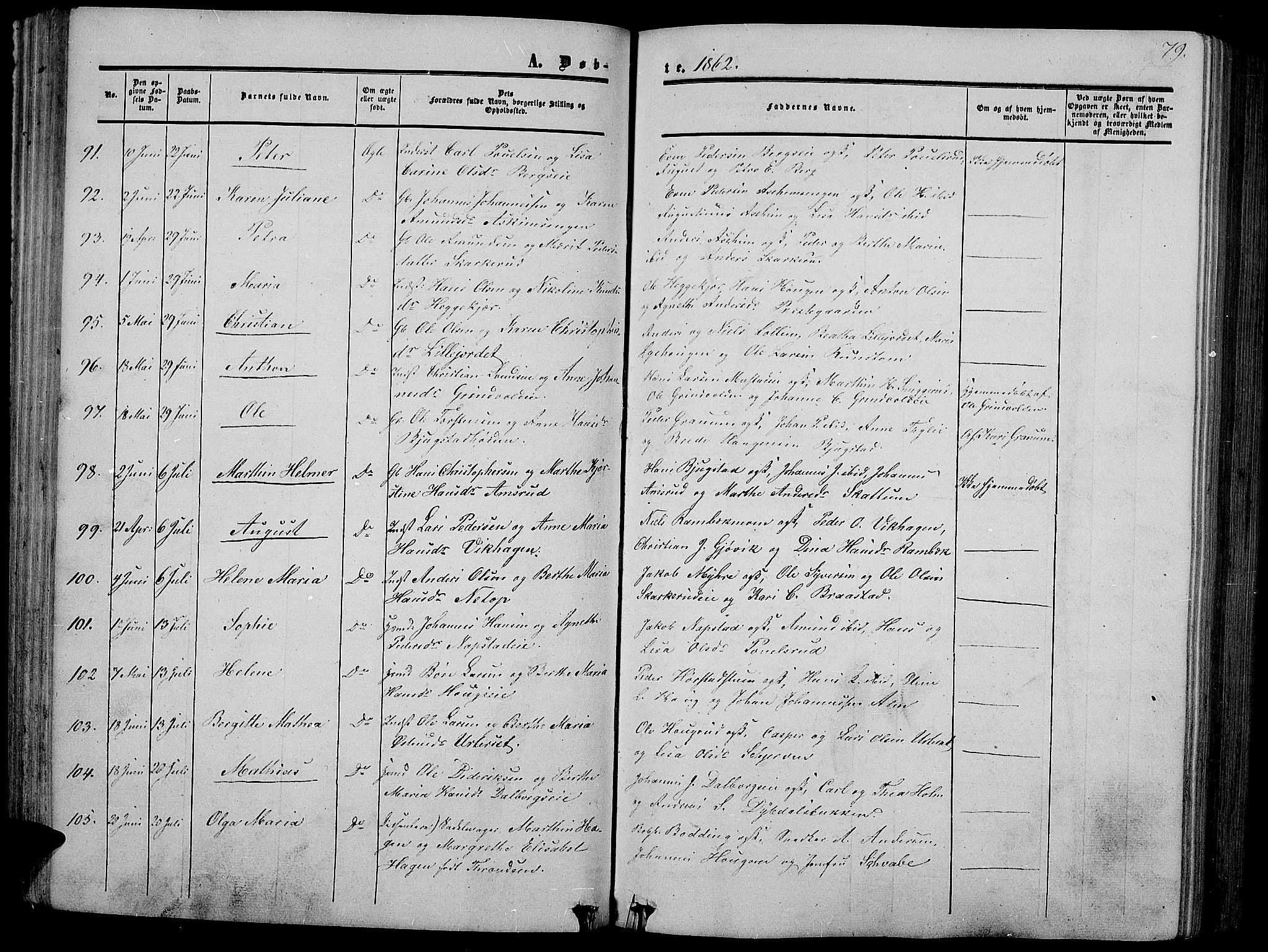 Vardal prestekontor, AV/SAH-PREST-100/H/Ha/Hab/L0005: Parish register (copy) no. 5, 1854-1868, p. 79