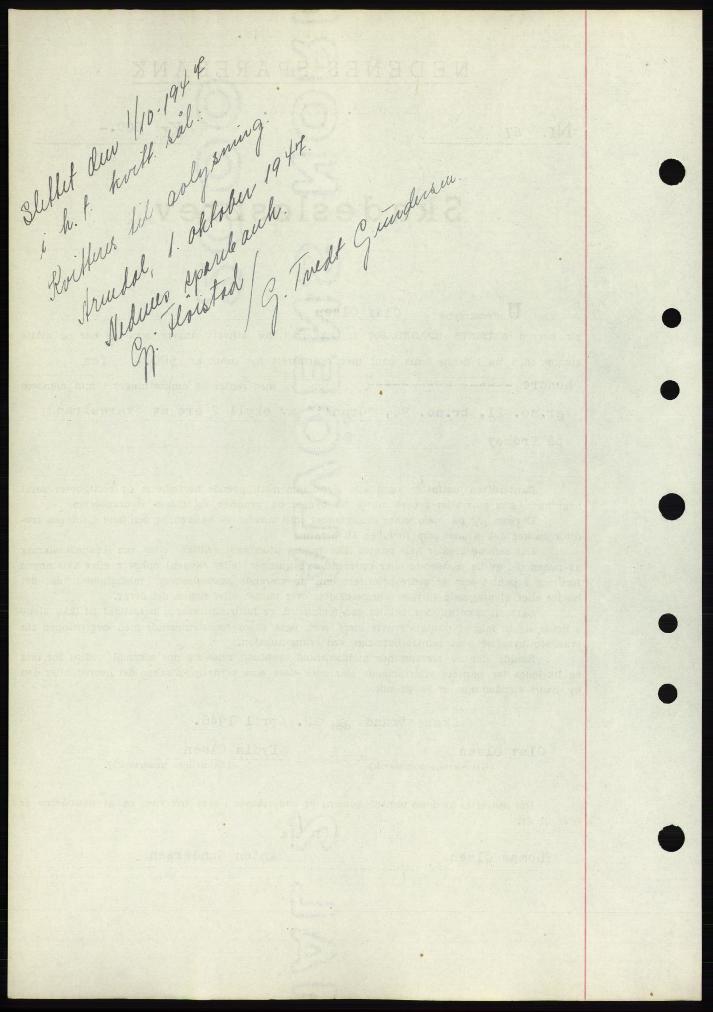 Nedenes sorenskriveri, SAK/1221-0006/G/Gb/Gbb/L0003: Mortgage book no. B3b, 1946-1946, Diary no: : 364/1946