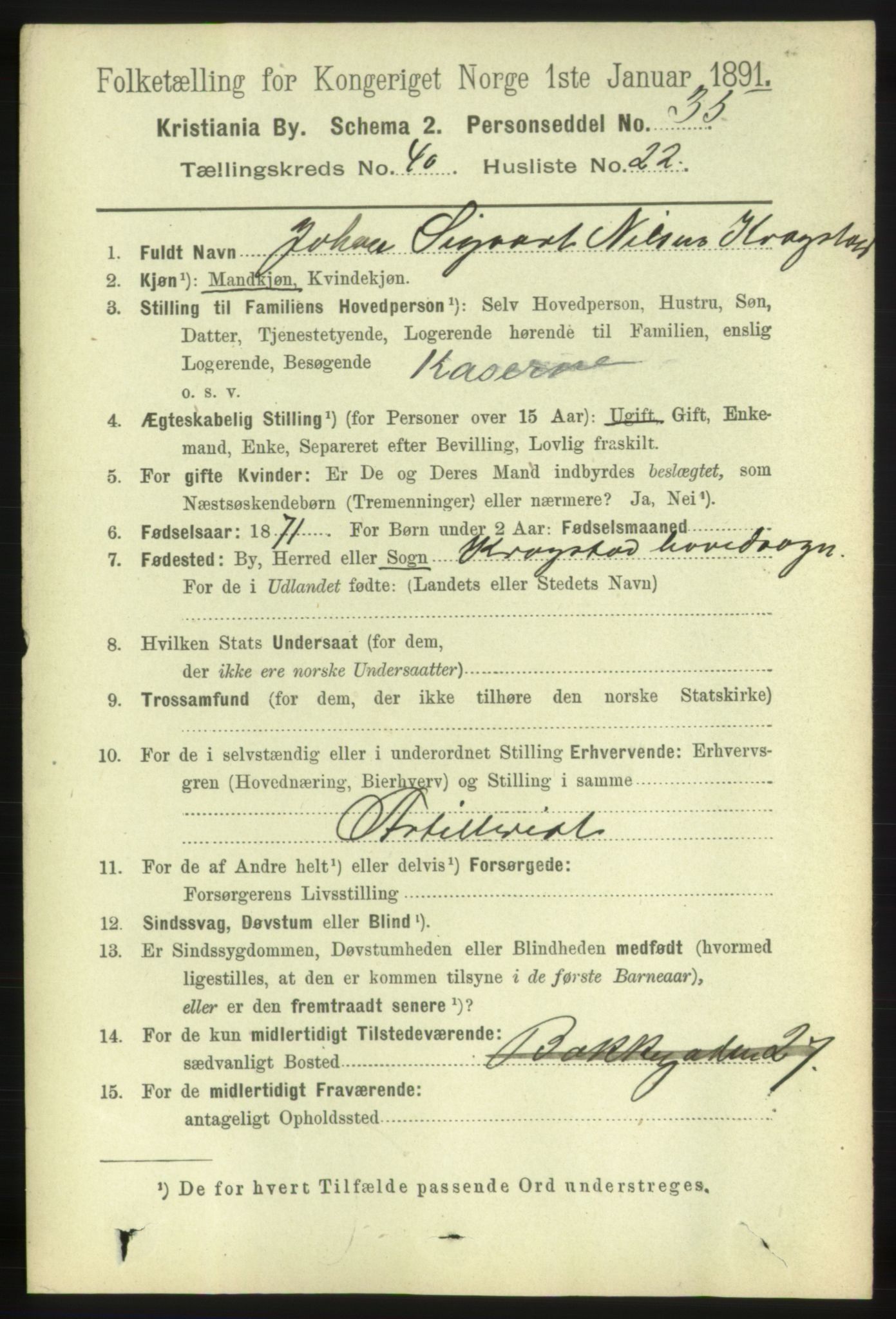 RA, 1891 census for 0301 Kristiania, 1891, p. 23645