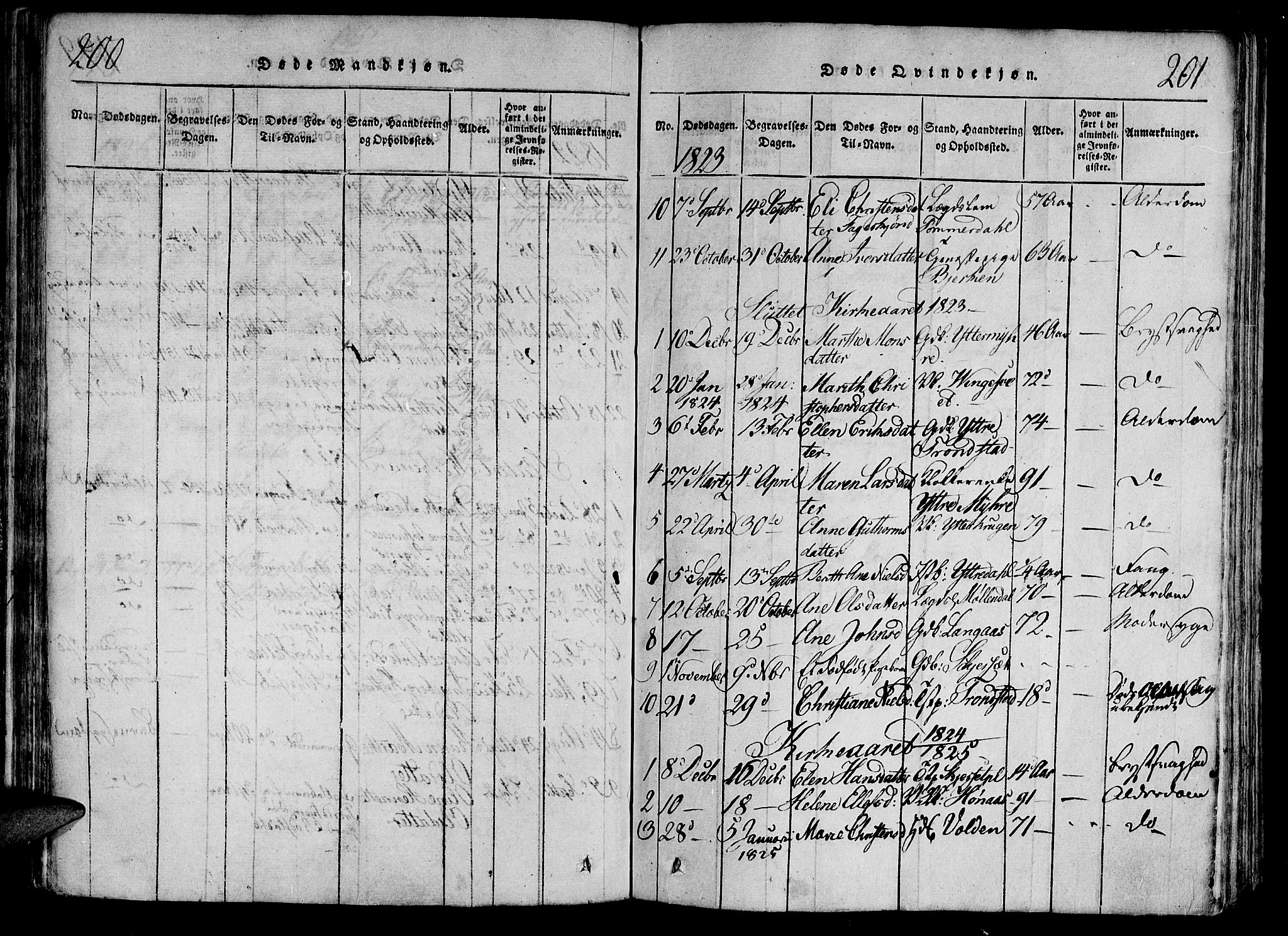Ministerialprotokoller, klokkerbøker og fødselsregistre - Nord-Trøndelag, SAT/A-1458/701/L0005: Parish register (official) no. 701A05 /1, 1816-1825, p. 200-201