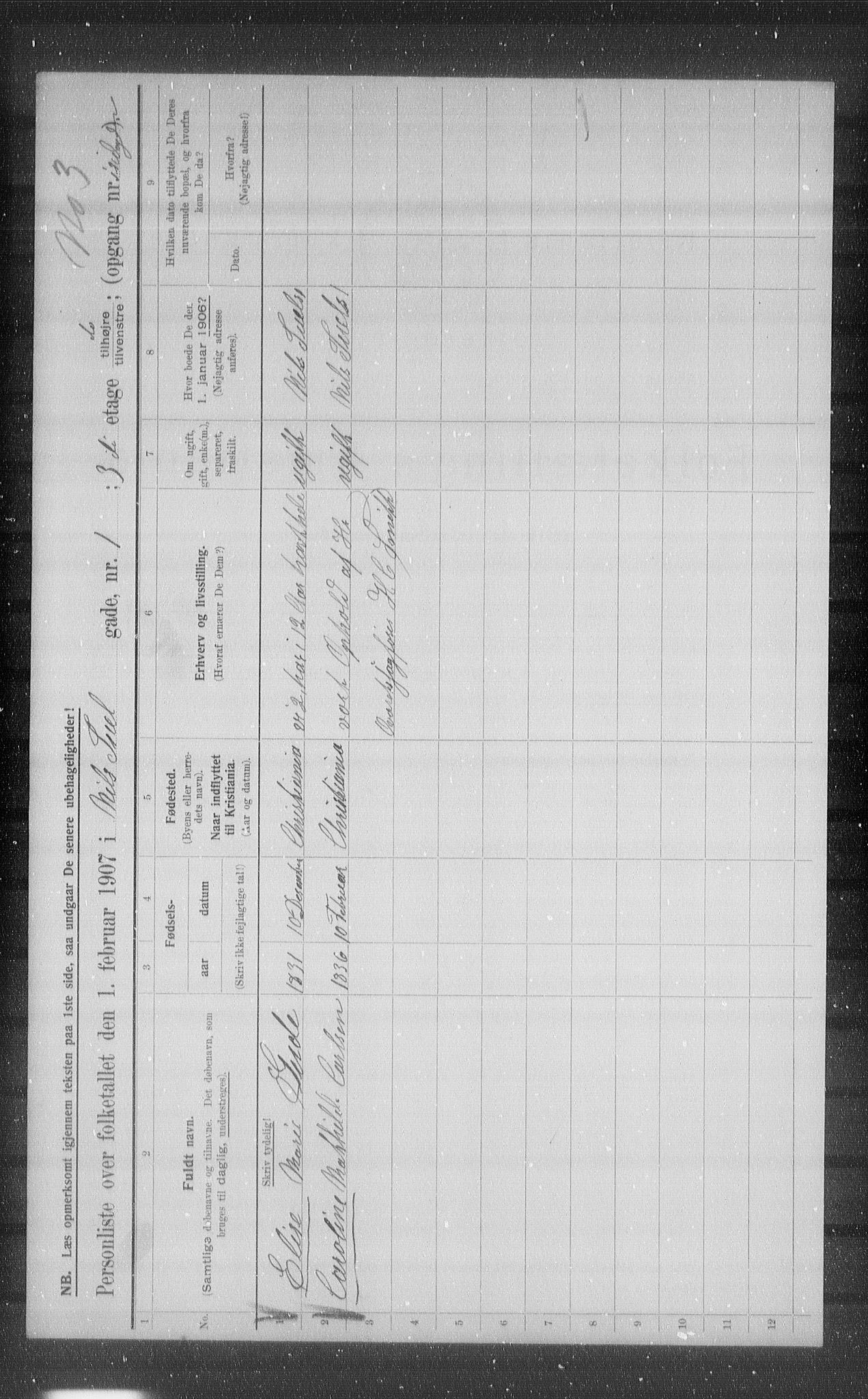 OBA, Municipal Census 1907 for Kristiania, 1907, p. 35885