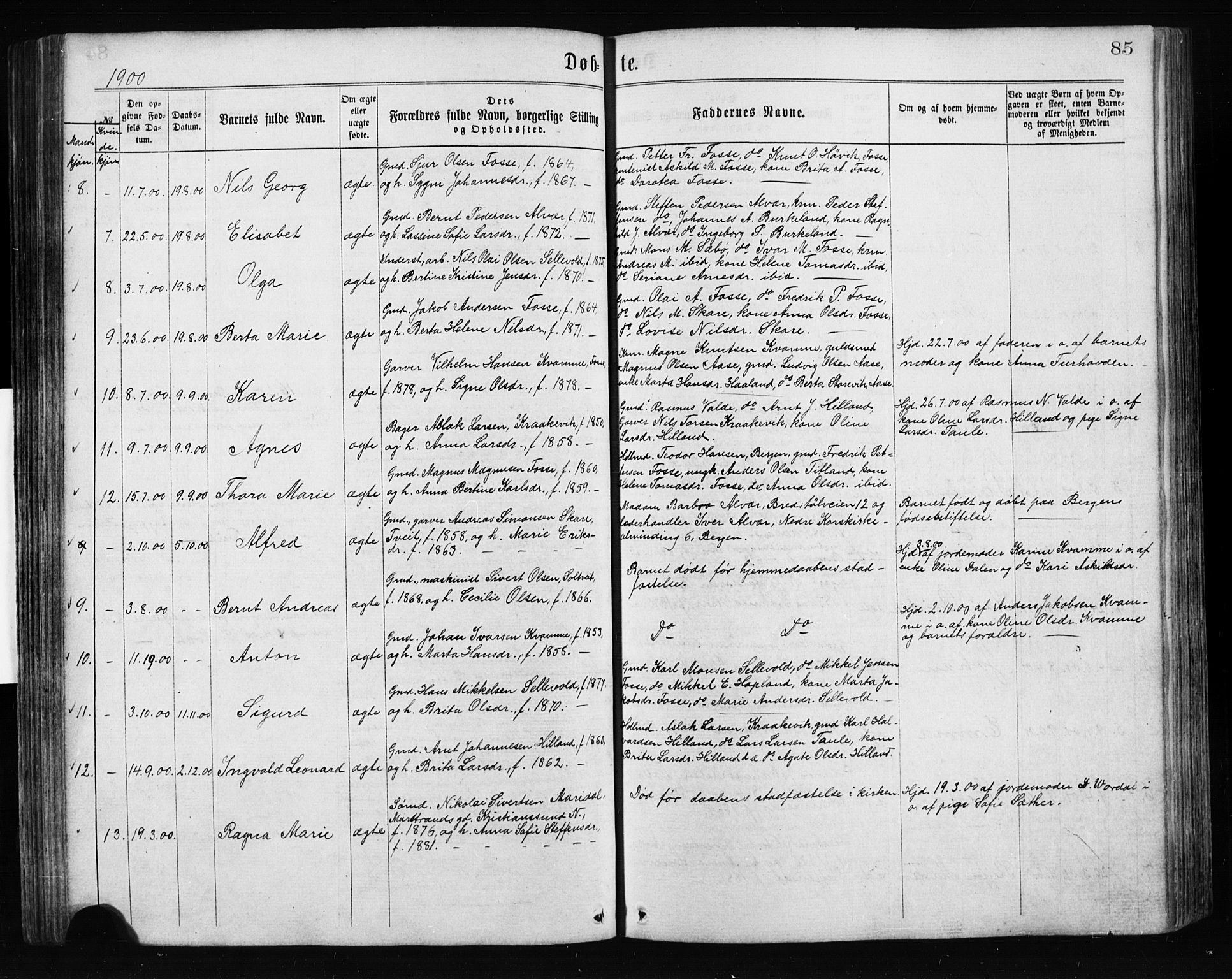 Alversund Sokneprestembete, SAB/A-73901/H/Ha/Hab: Parish register (copy) no. A 2, 1864-1905, p. 85