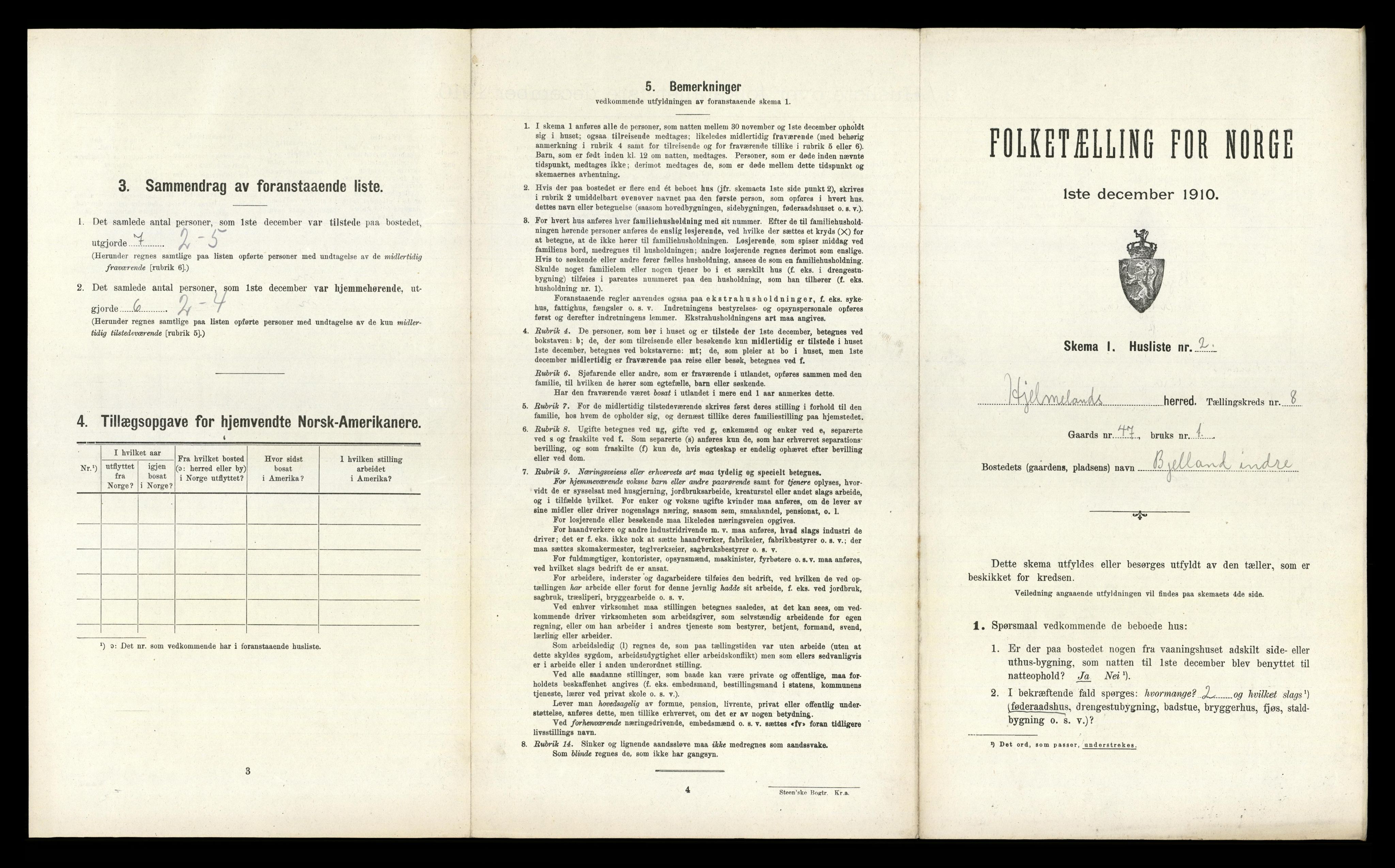 RA, 1910 census for Hjelmeland, 1910, p. 454