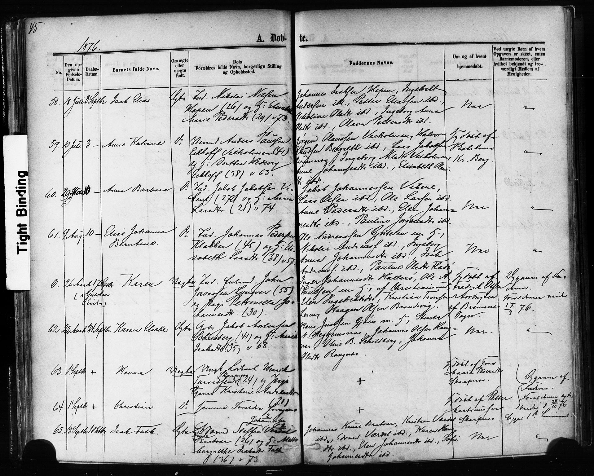 Ministerialprotokoller, klokkerbøker og fødselsregistre - Møre og Romsdal, AV/SAT-A-1454/581/L0938: Parish register (official) no. 581A06, 1873-1879, p. 45