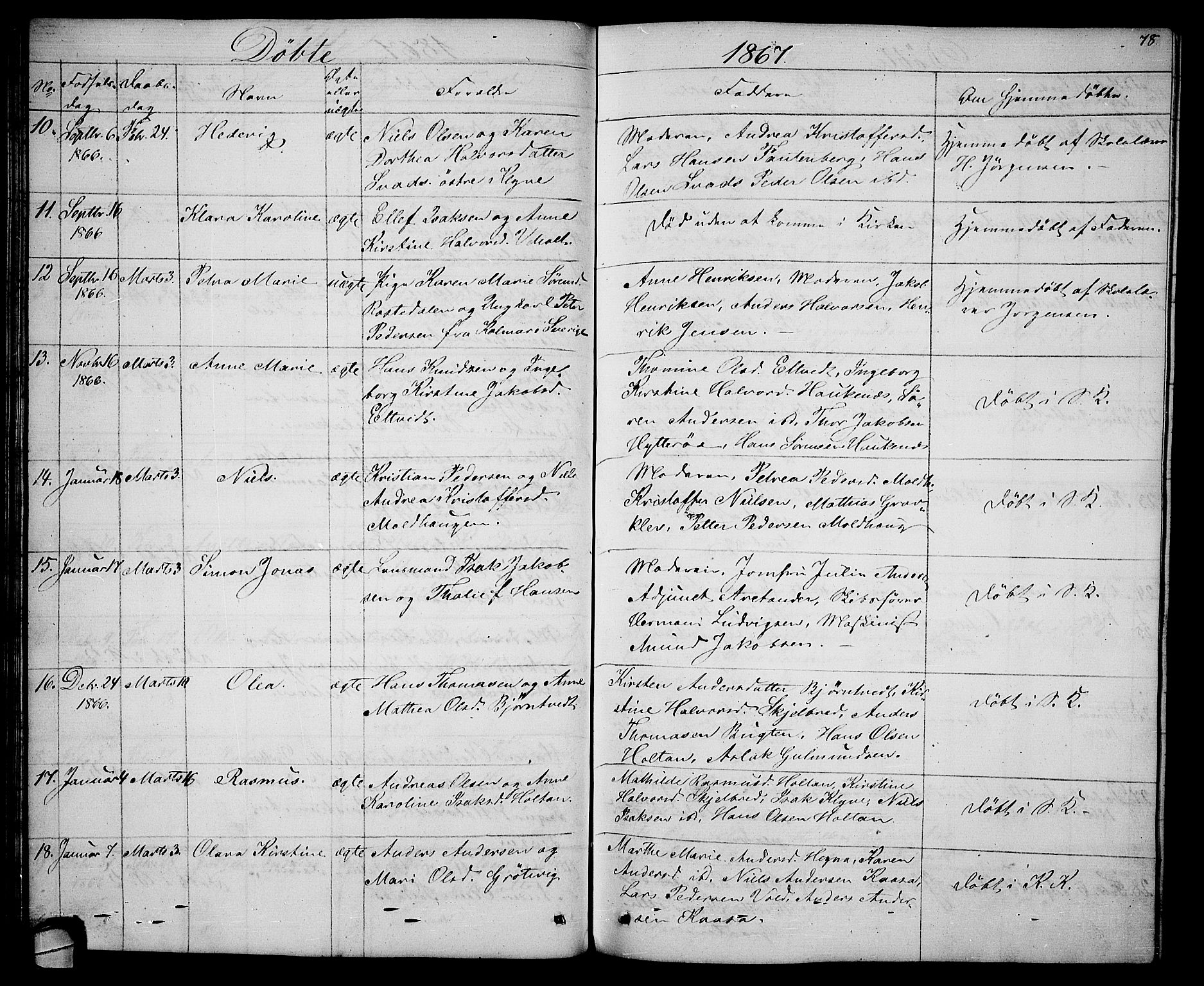 Solum kirkebøker, SAKO/A-306/G/Ga/L0004: Parish register (copy) no. I 4, 1859-1876, p. 78