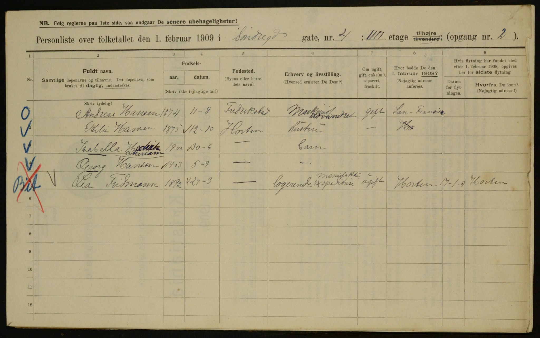 OBA, Municipal Census 1909 for Kristiania, 1909, p. 96331