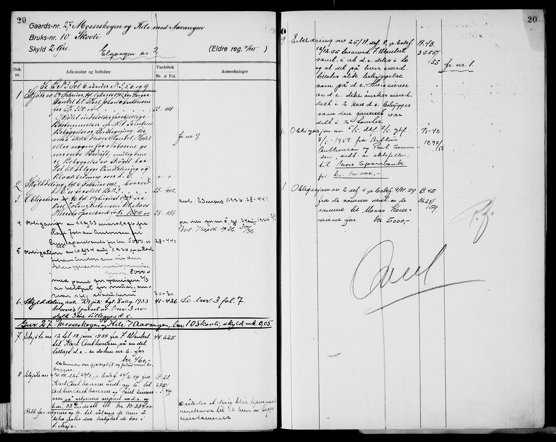 Moss sorenskriveri, AV/SAO-A-10168: Mortgage register no. XI 5, 1834-1961, p. 20