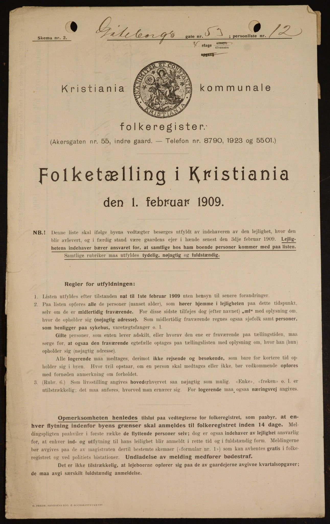 OBA, Municipal Census 1909 for Kristiania, 1909, p. 30293