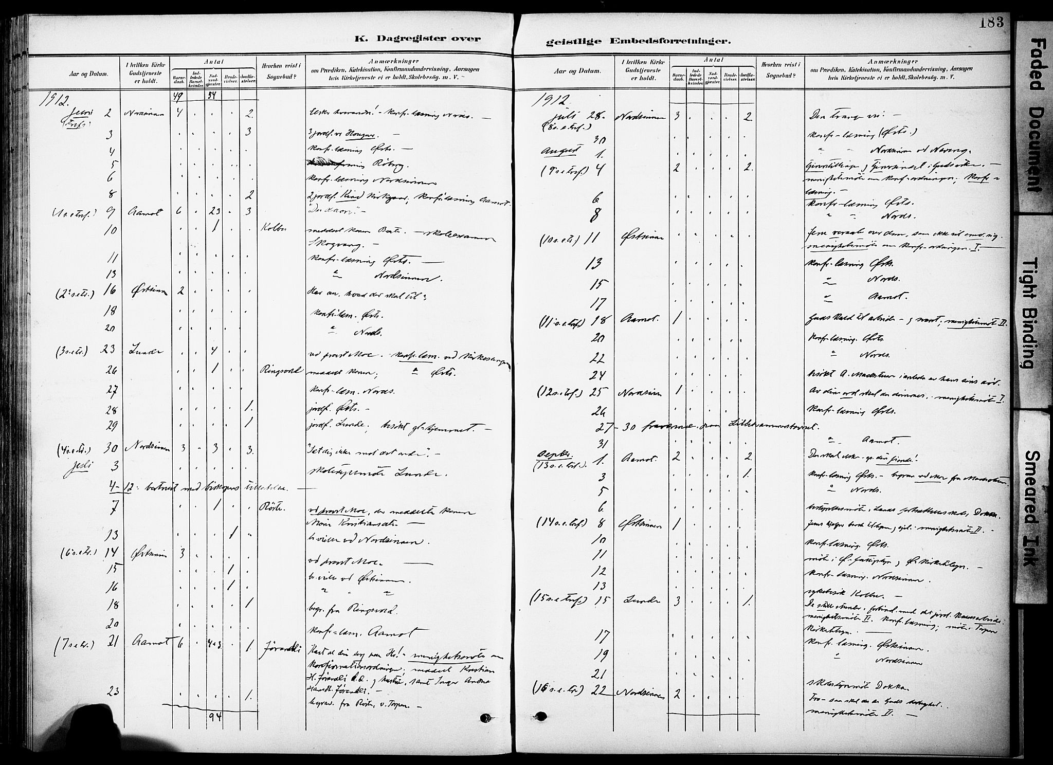 Nordre Land prestekontor, SAH/PREST-124/H/Ha/Haa/L0006: Parish register (official) no. 6, 1897-1914, p. 183