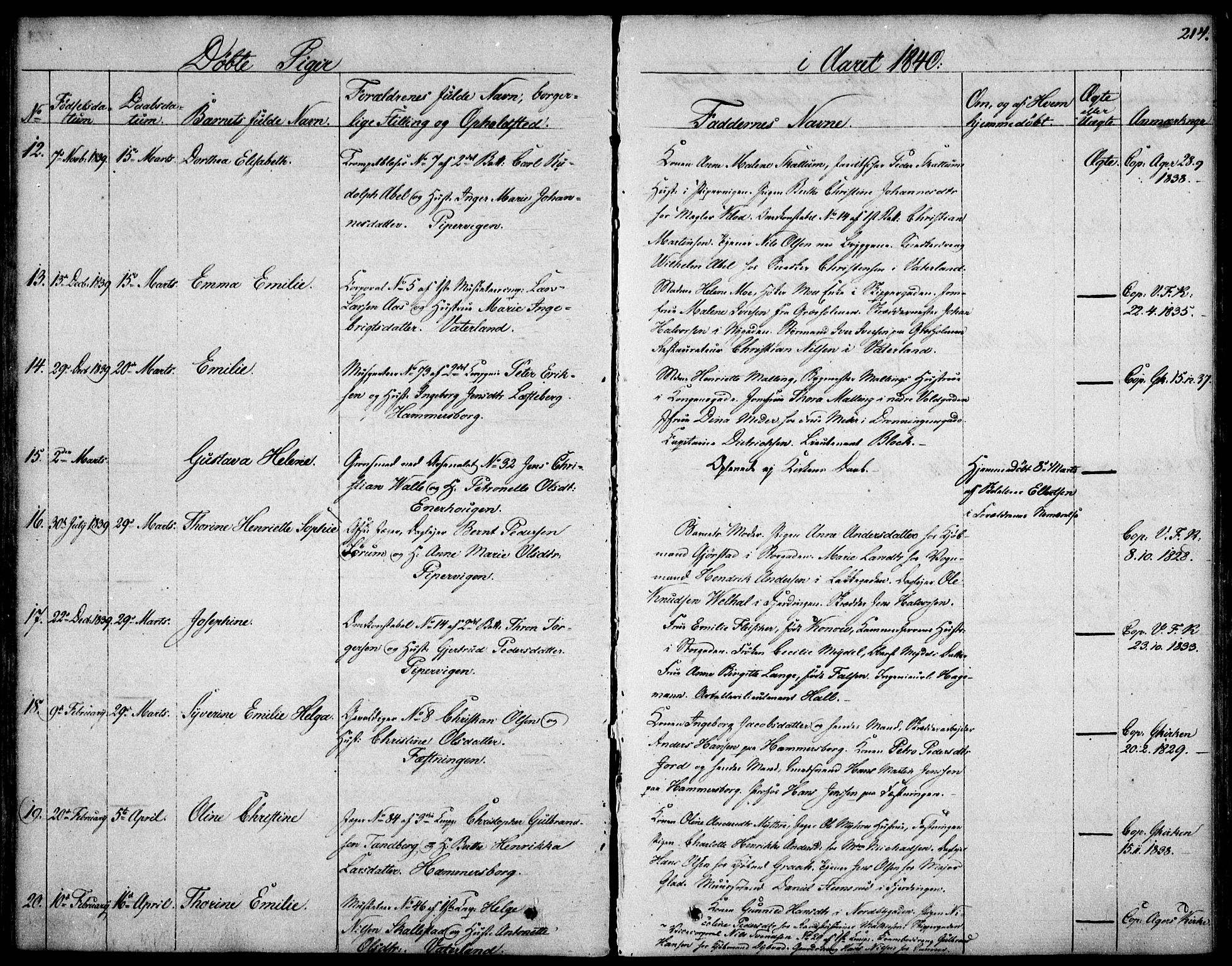 Garnisonsmenigheten Kirkebøker, SAO/A-10846/F/Fa/L0006: Parish register (official) no. 6, 1828-1841, p. 214