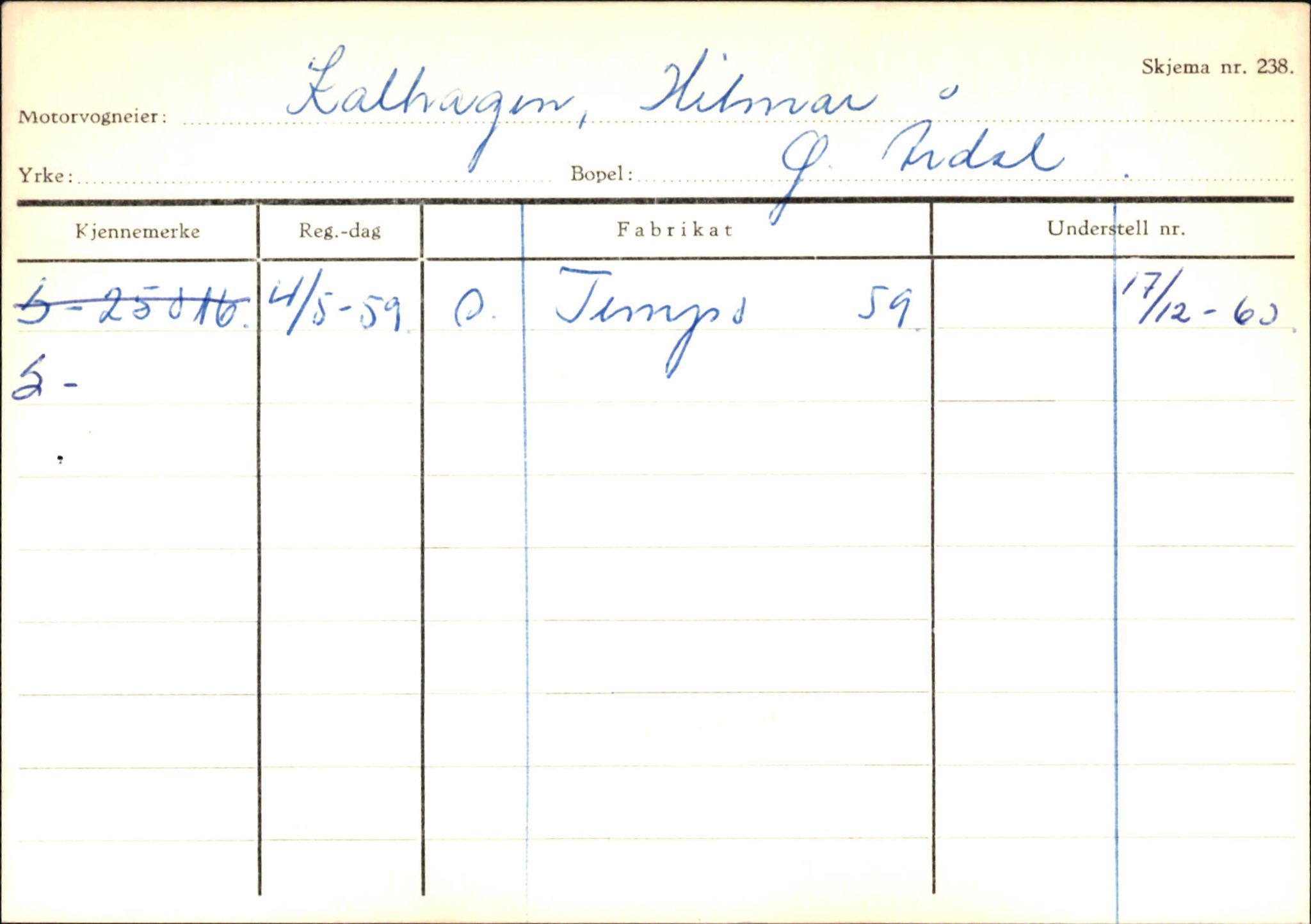 Statens vegvesen, Sogn og Fjordane vegkontor, SAB/A-5301/4/F/L0145: Registerkort Vågsøy S-Å. Årdal I-P, 1945-1975, p. 1060