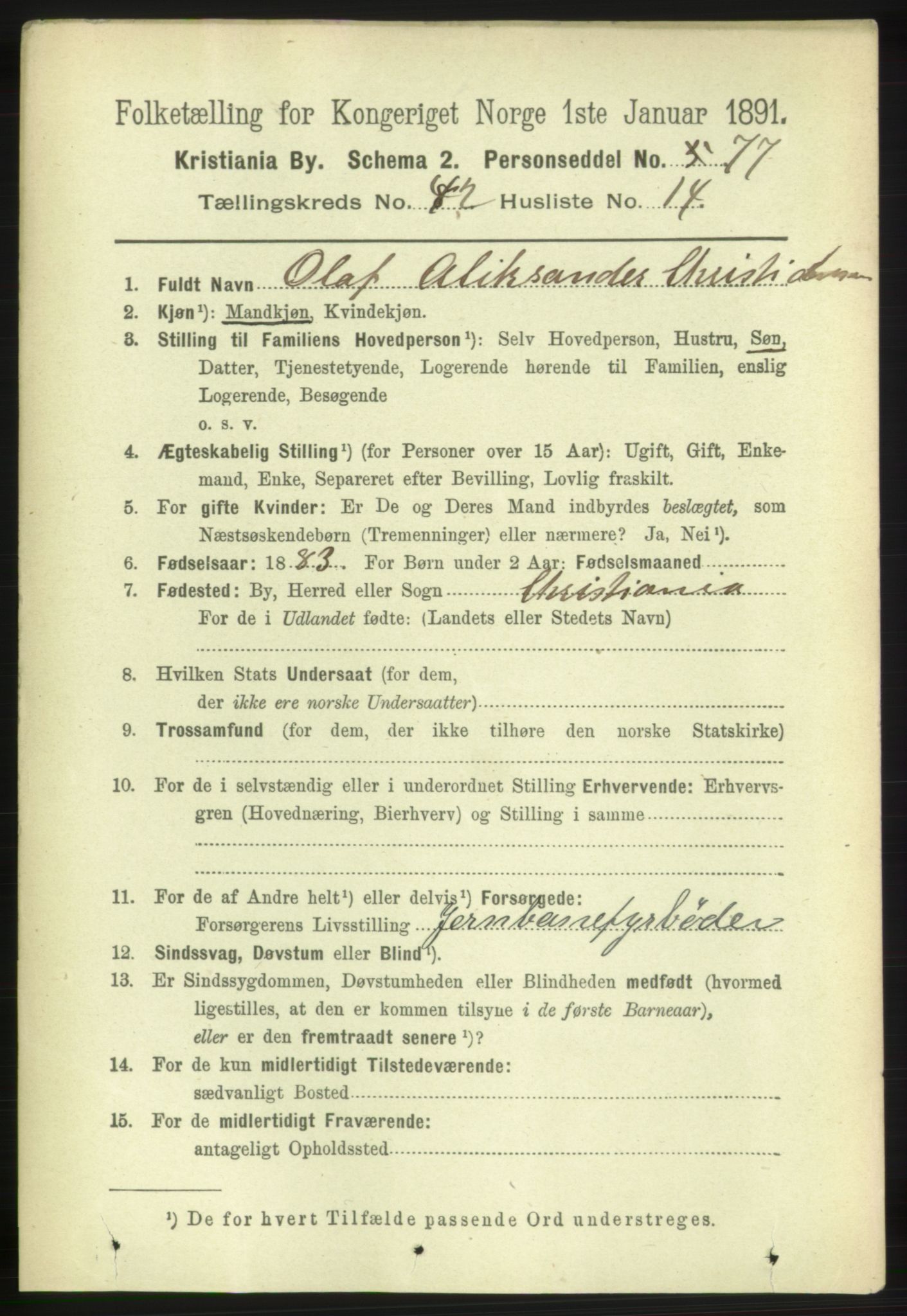 RA, 1891 census for 0301 Kristiania, 1891, p. 25505