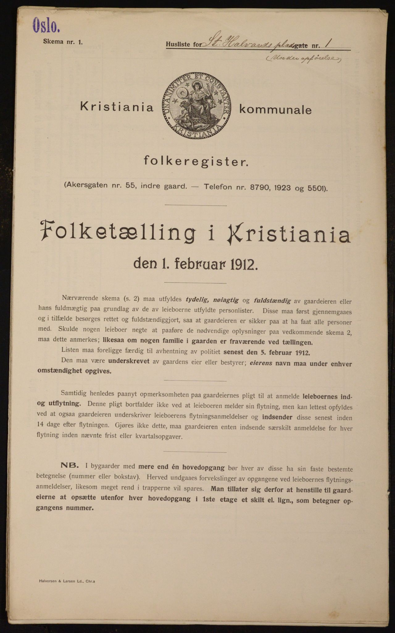 OBA, Municipal Census 1912 for Kristiania, 1912, p. 88152