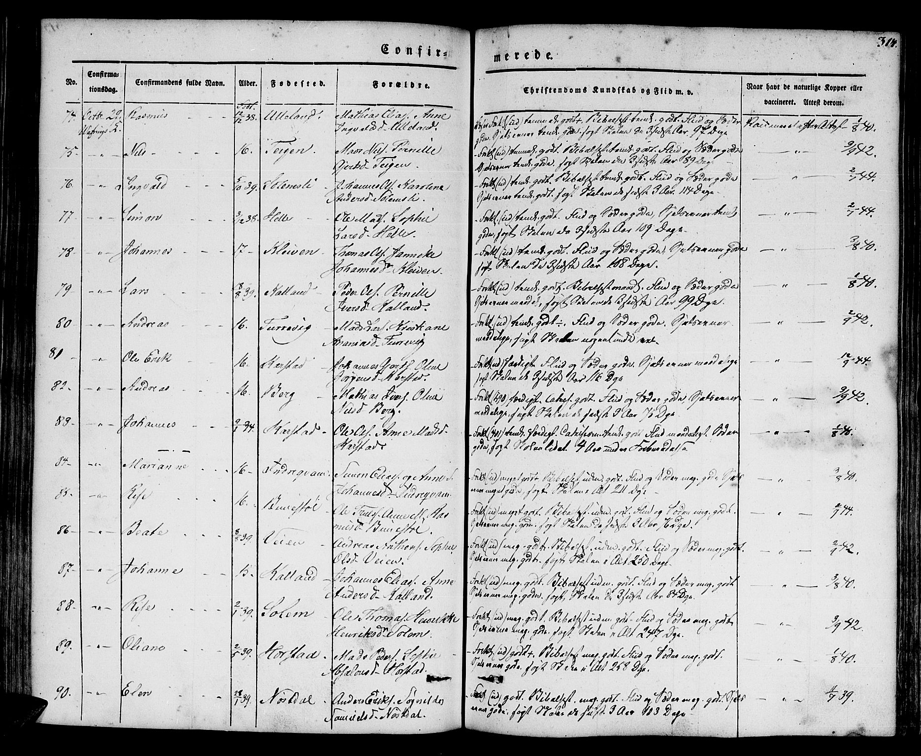 Førde sokneprestembete, AV/SAB-A-79901/H/Haa/Haaa/L0007: Parish register (official) no. A 7, 1843-1860, p. 314