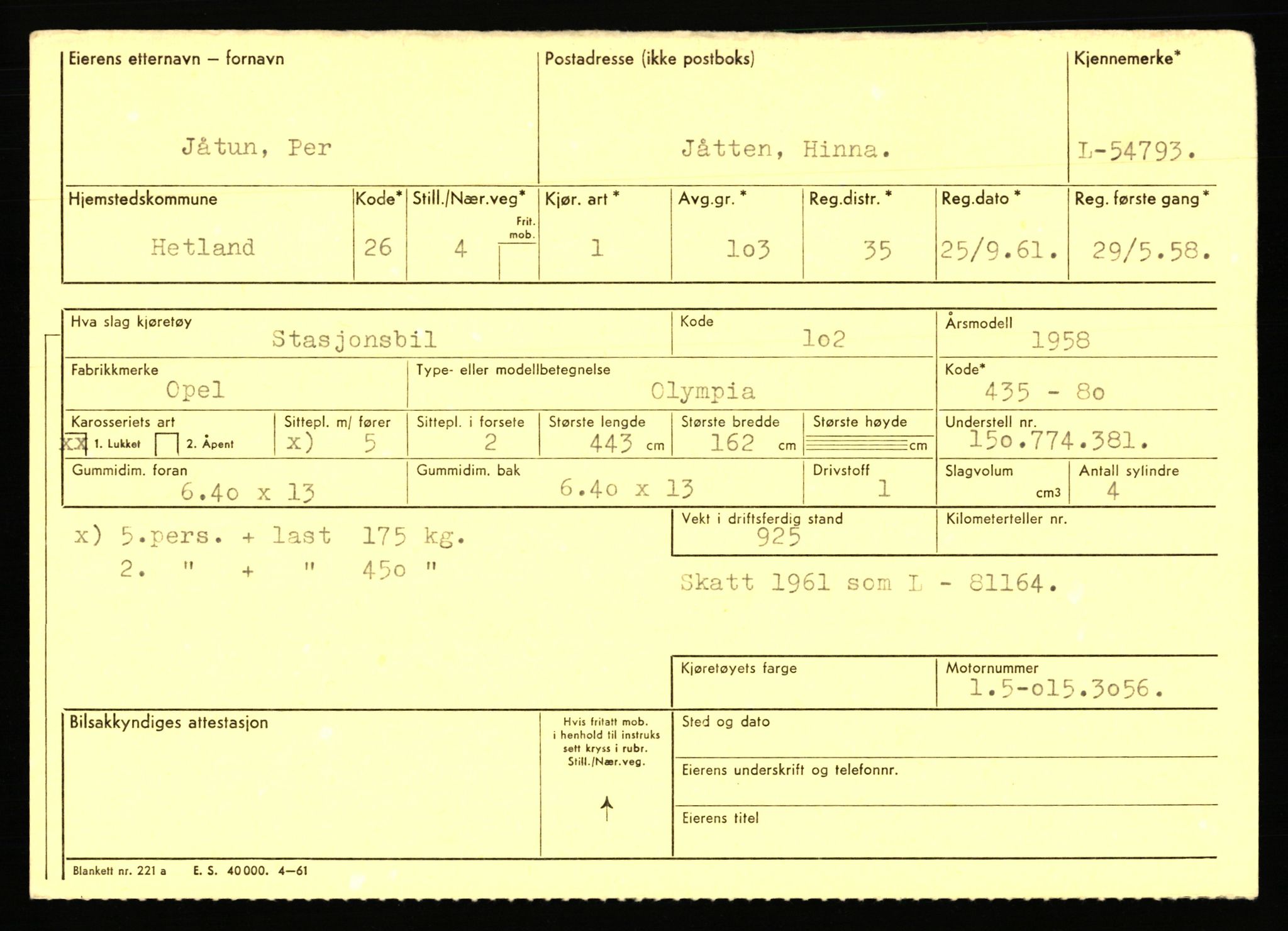 Stavanger trafikkstasjon, AV/SAST-A-101942/0/F/L0054: L-54200 - L-55699, 1930-1971, p. 1227