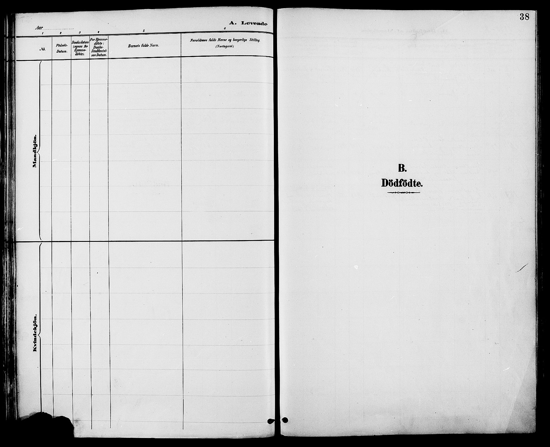 Biri prestekontor, SAH/PREST-096/H/Ha/Haa/L0007: Parish register (official) no. 7, 1887-1893, p. 38