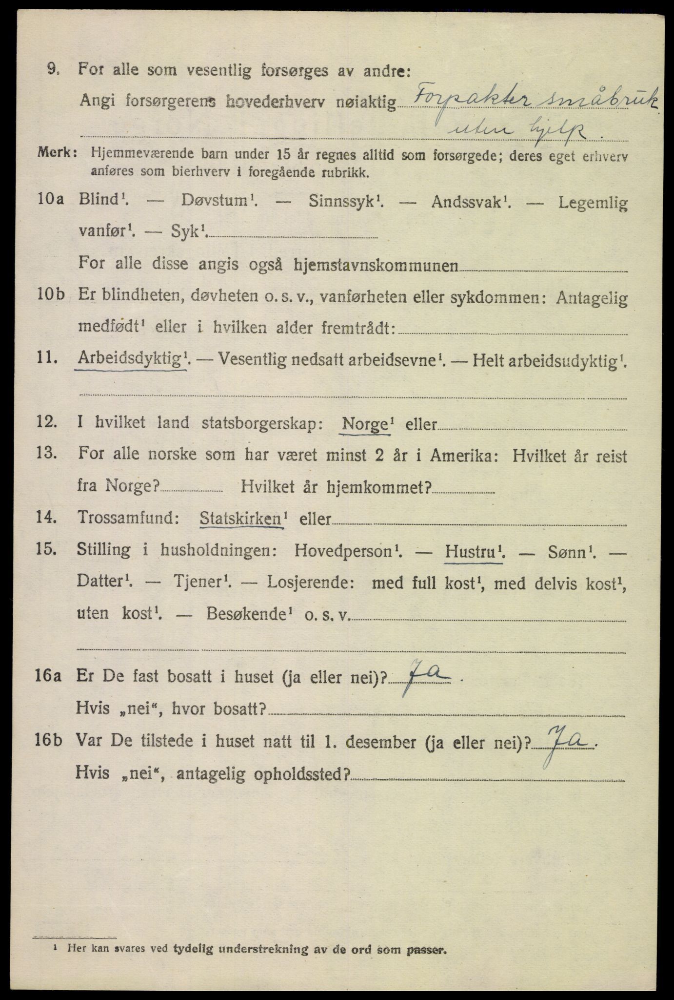 SAH, 1920 census for Vardal, 1920, p. 4866