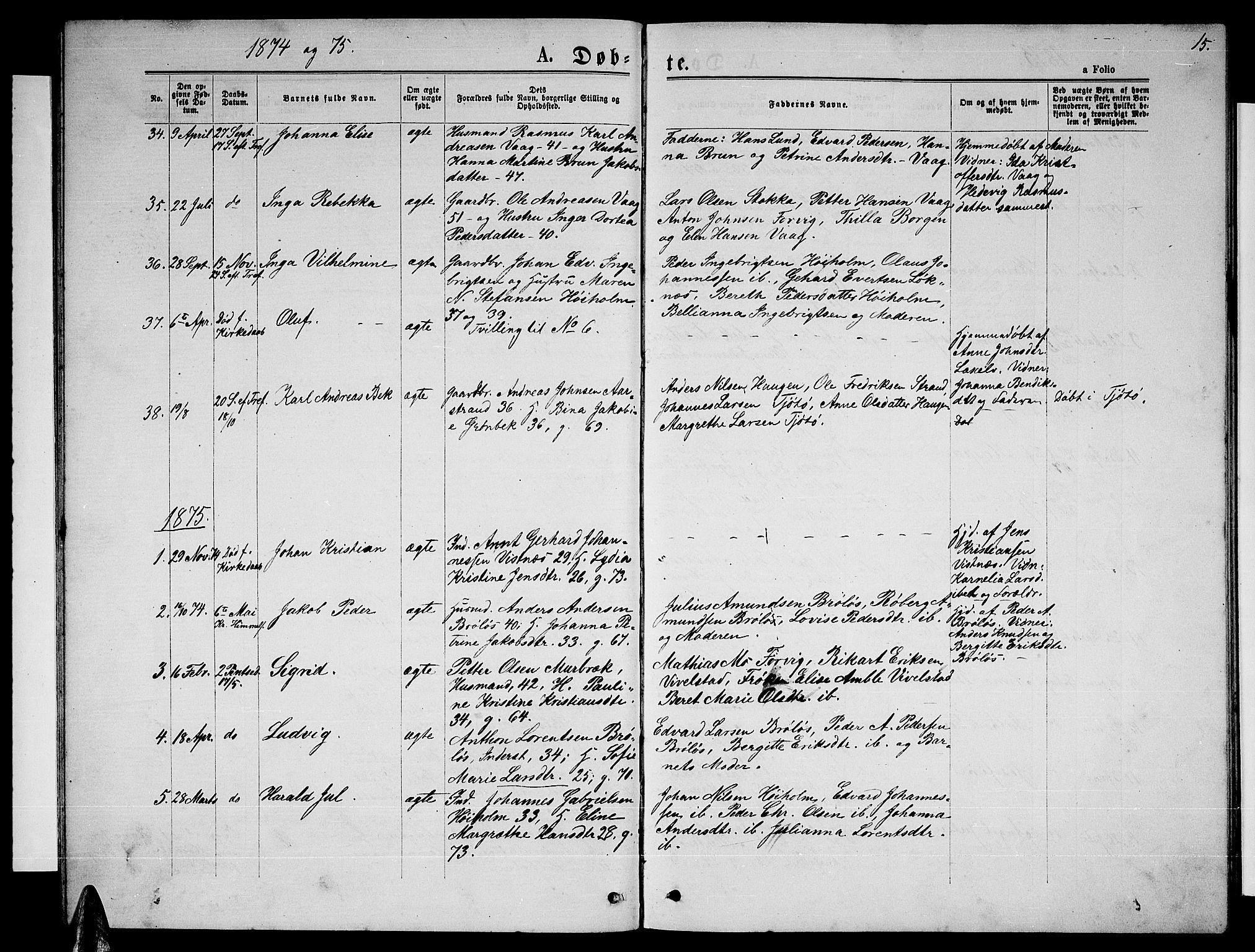 Ministerialprotokoller, klokkerbøker og fødselsregistre - Nordland, AV/SAT-A-1459/819/L0276: Parish register (copy) no. 819C02, 1869-1887, p. 15