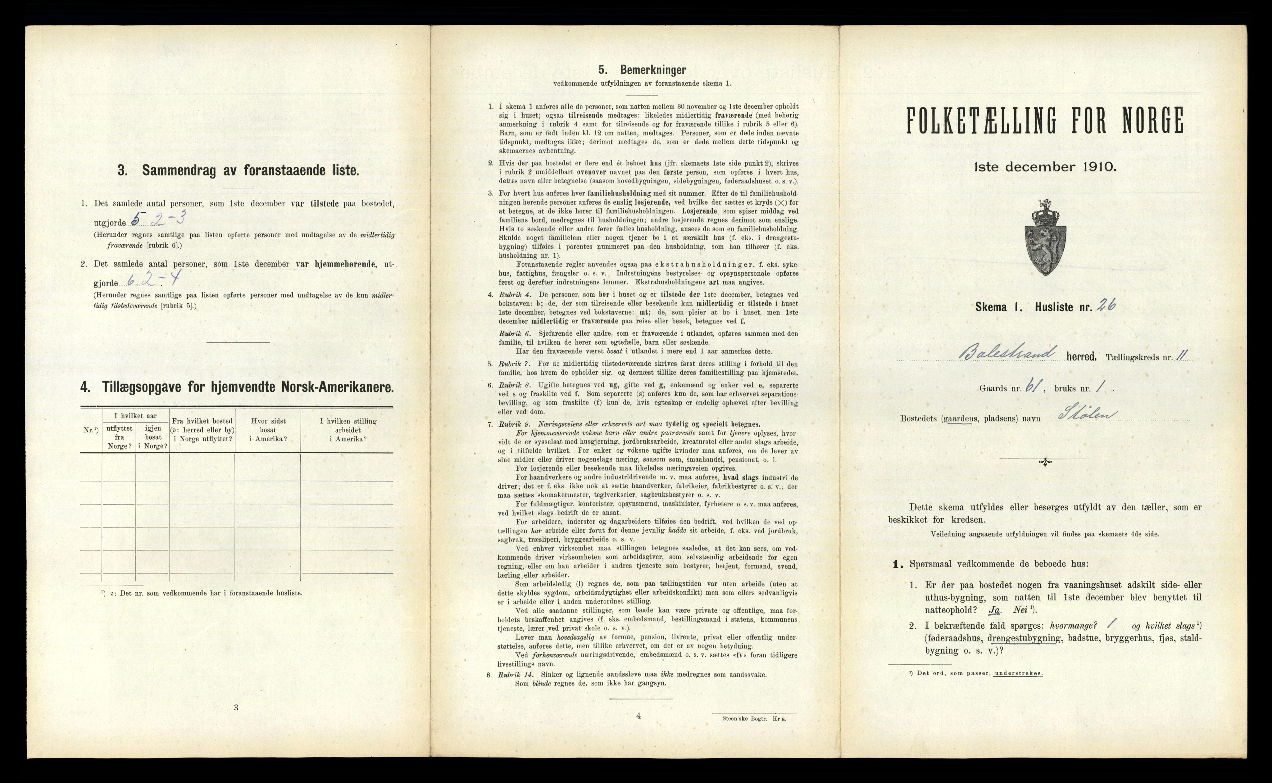 RA, 1910 census for Balestrand, 1910, p. 742