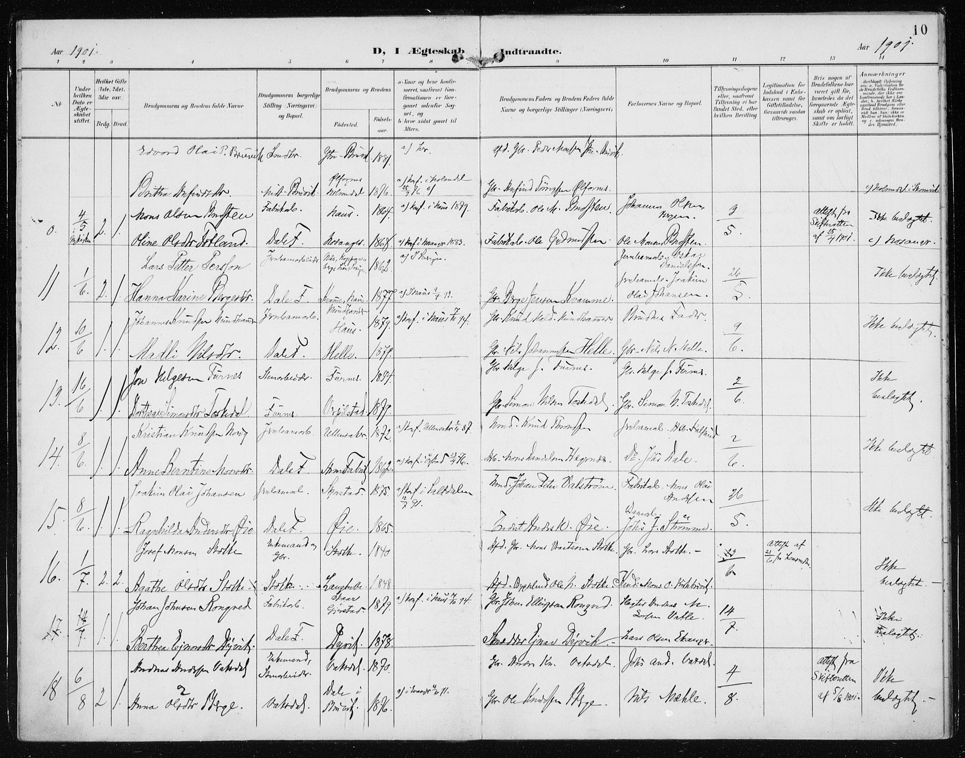 Bruvik Sokneprestembete, SAB/A-74701/H/Haa: Parish register (official) no. B  3, 1898-1919, p. 10