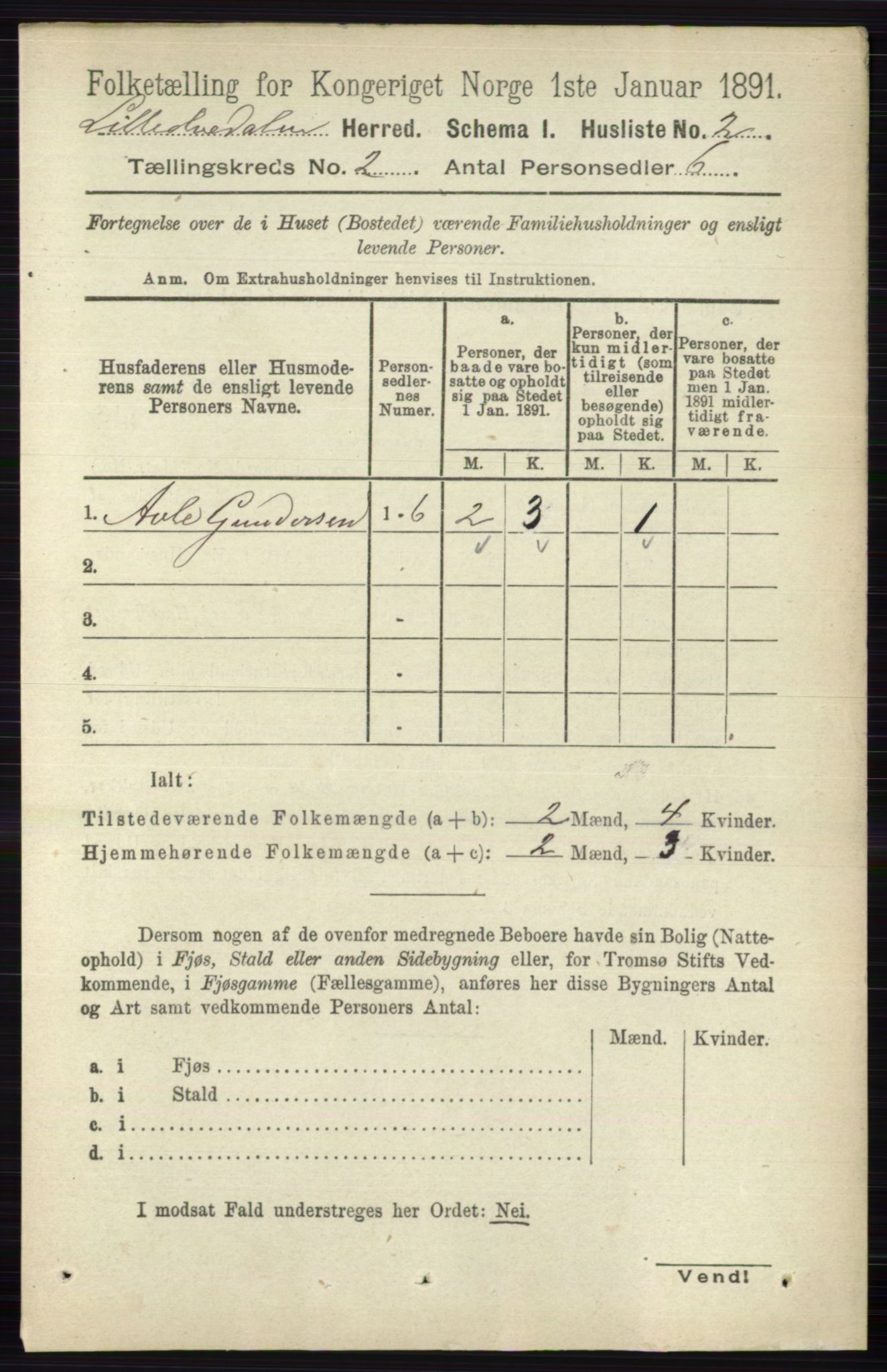 RA, 1891 census for 0438 Lille Elvedalen, 1891, p. 484