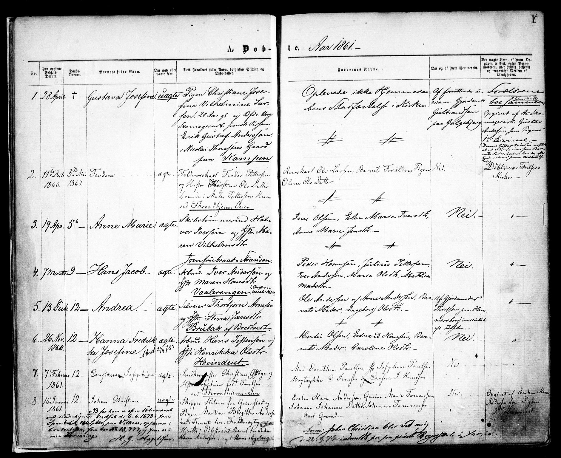 Østre Aker prestekontor Kirkebøker, SAO/A-10840/F/Fa/L0001: Parish register (official) no. I 1, 1861-1869, p. 1