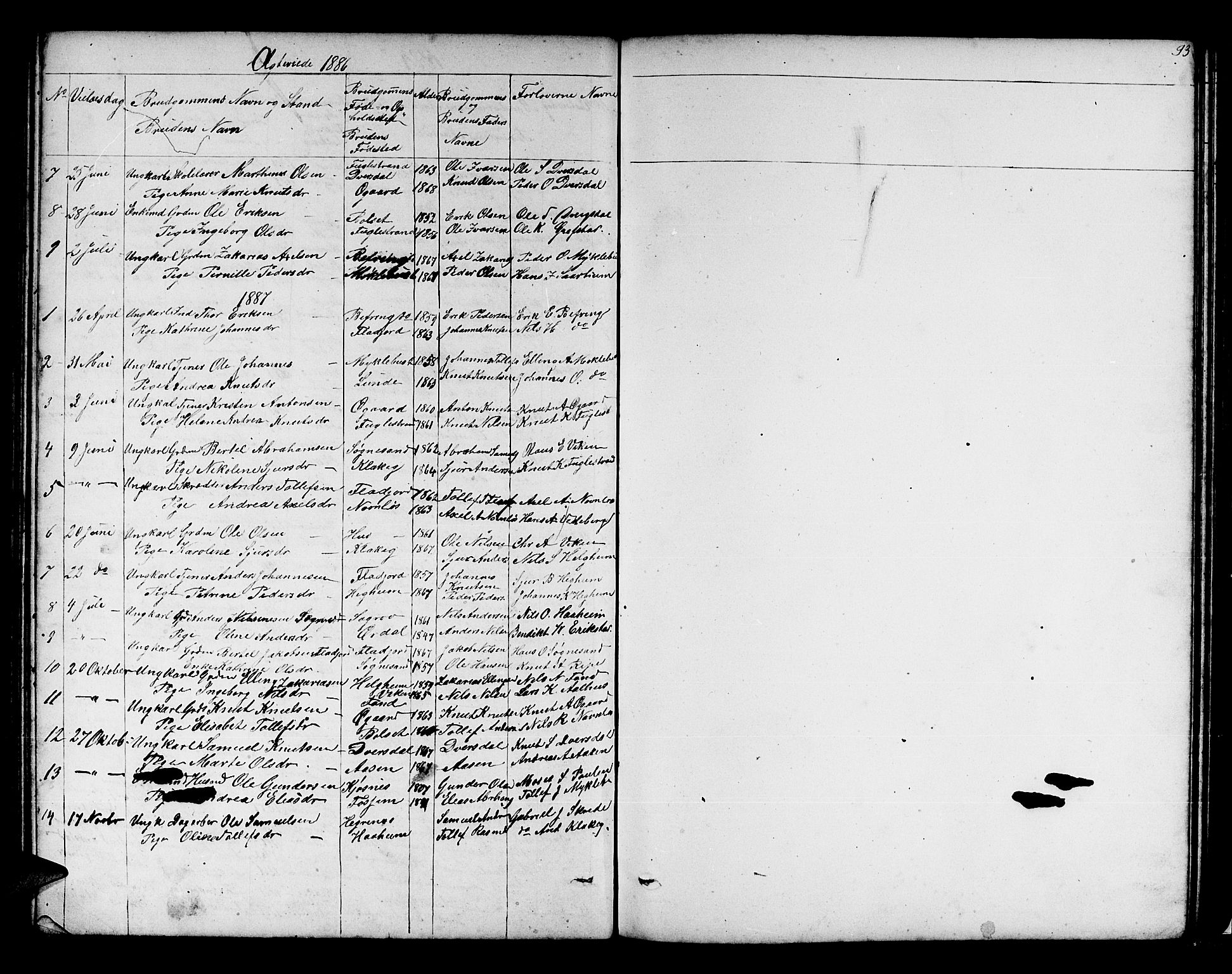 Jølster sokneprestembete, SAB/A-80701/H/Hab/Habb/L0001: Parish register (copy) no. B 1, 1853-1887, p. 93