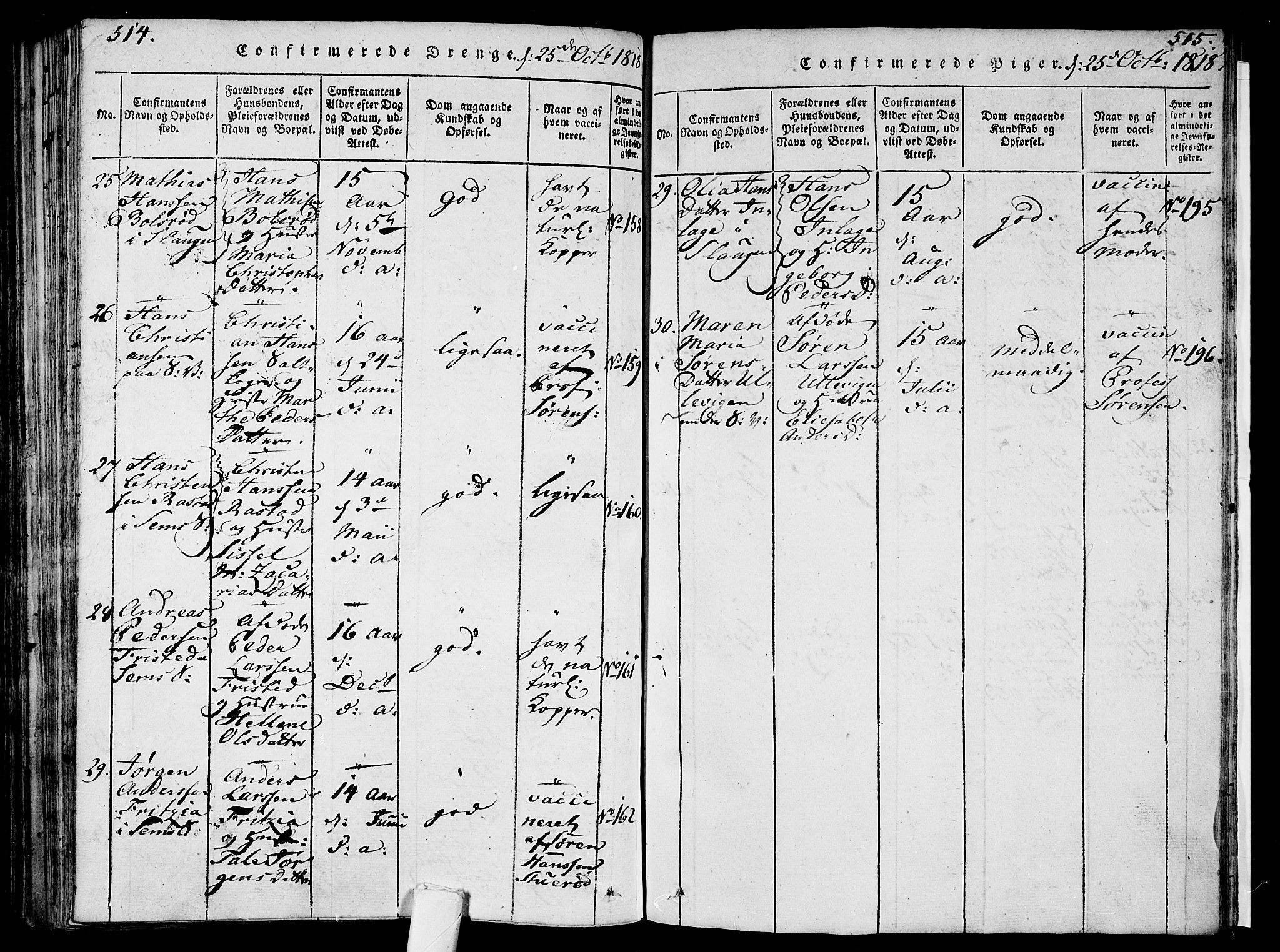 Sem kirkebøker, AV/SAKO-A-5/F/Fa/L0004: Parish register (official) no. I 4, 1814-1825, p. 514-515