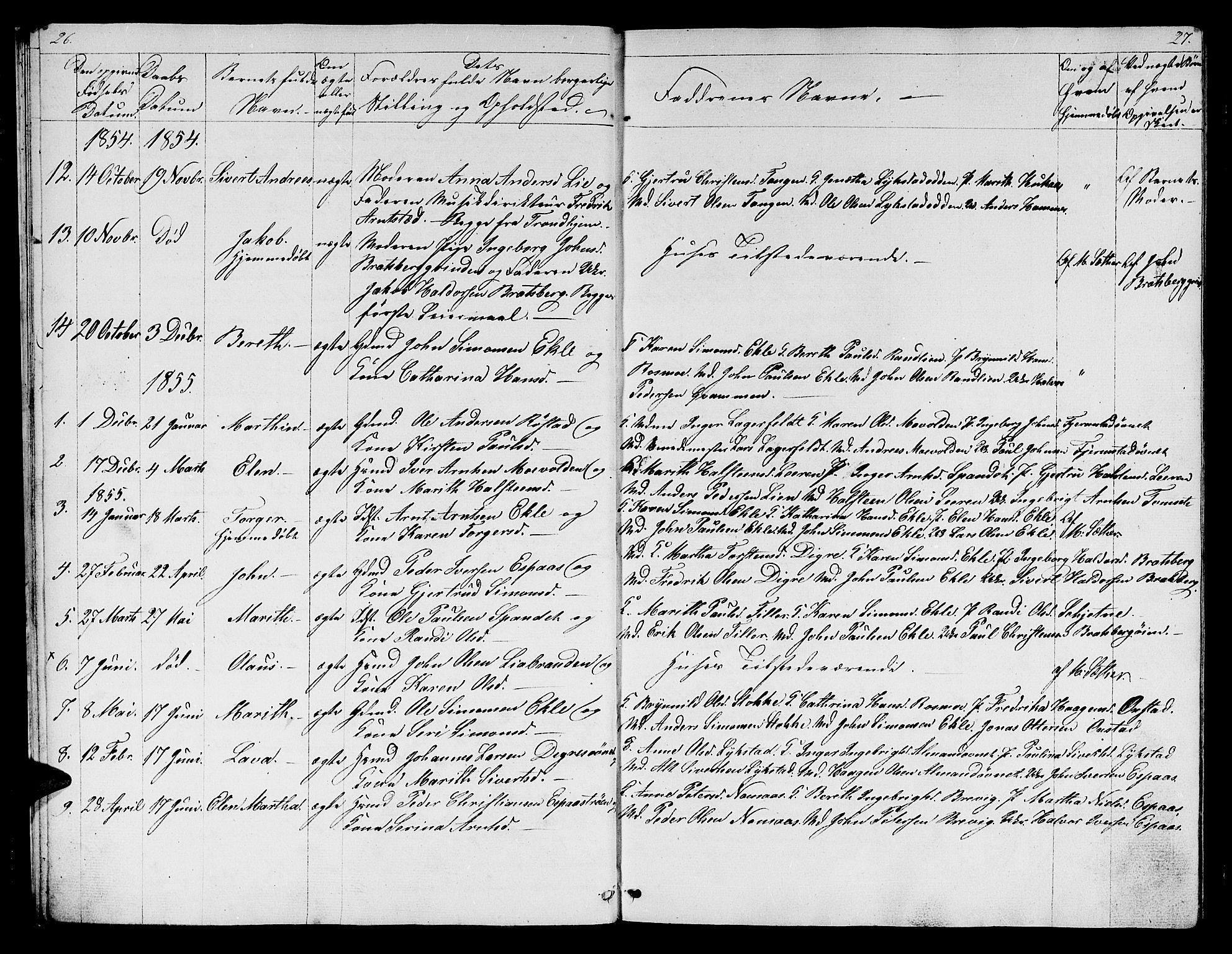 Ministerialprotokoller, klokkerbøker og fødselsregistre - Sør-Trøndelag, SAT/A-1456/608/L0339: Parish register (copy) no. 608C05, 1844-1863, p. 26-27