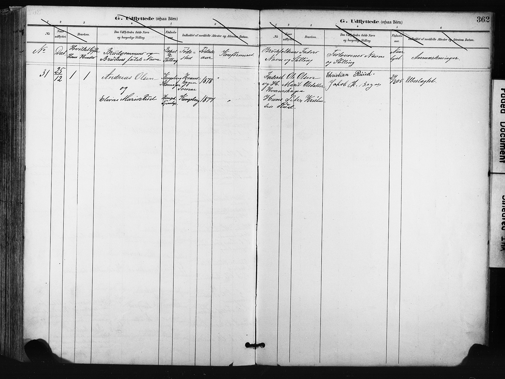 Kongsberg kirkebøker, AV/SAKO-A-22/F/Fb/L0003: Parish register (official) no. II 3, 1896-1905, p. 362