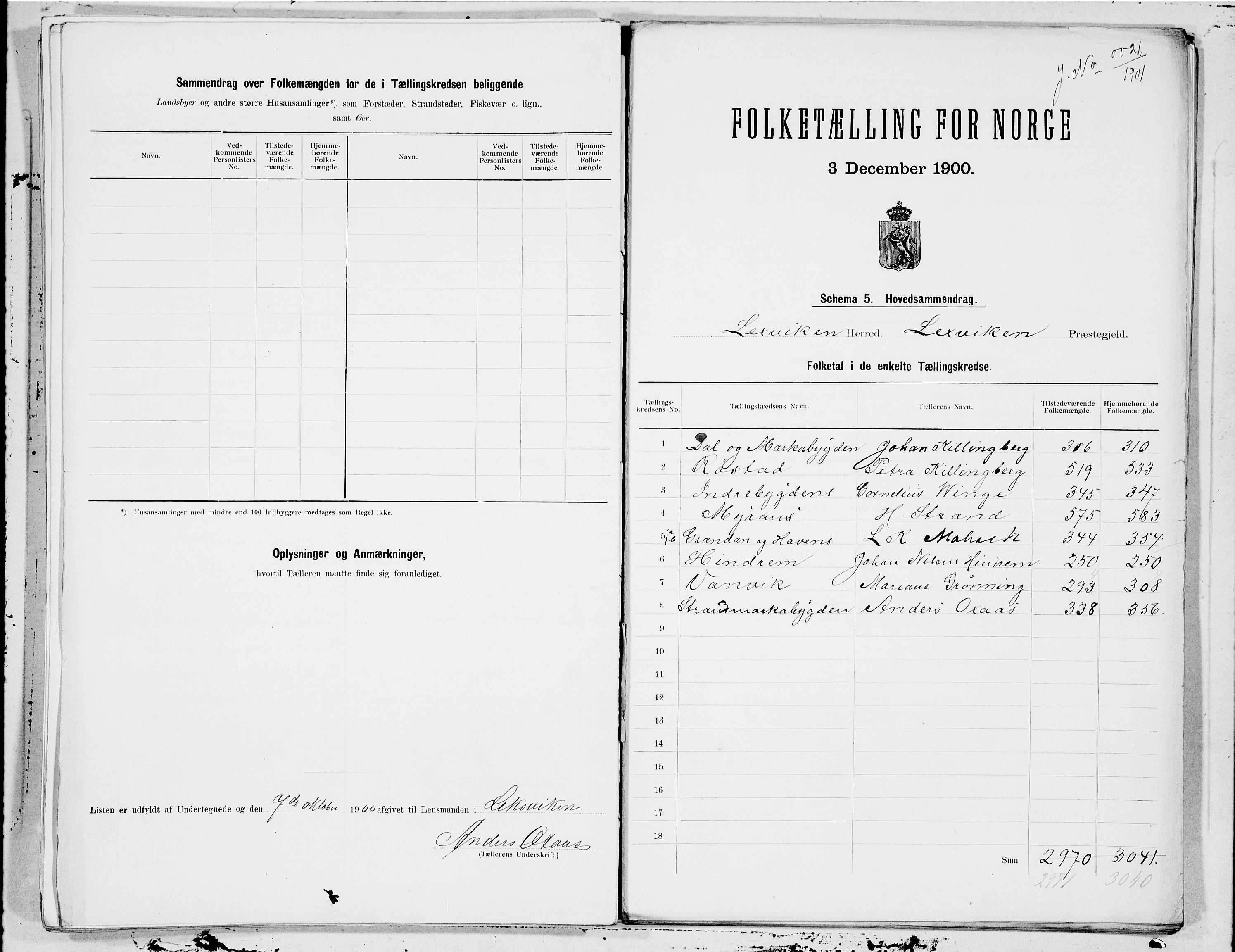 SAT, 1900 census for Leksvik, 1900, p. 20