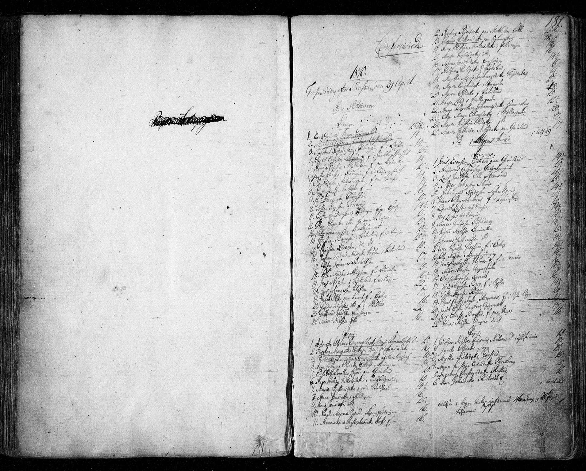 Aker prestekontor kirkebøker, SAO/A-10861/F/L0011: Parish register (official) no. 11, 1810-1819, p. 181