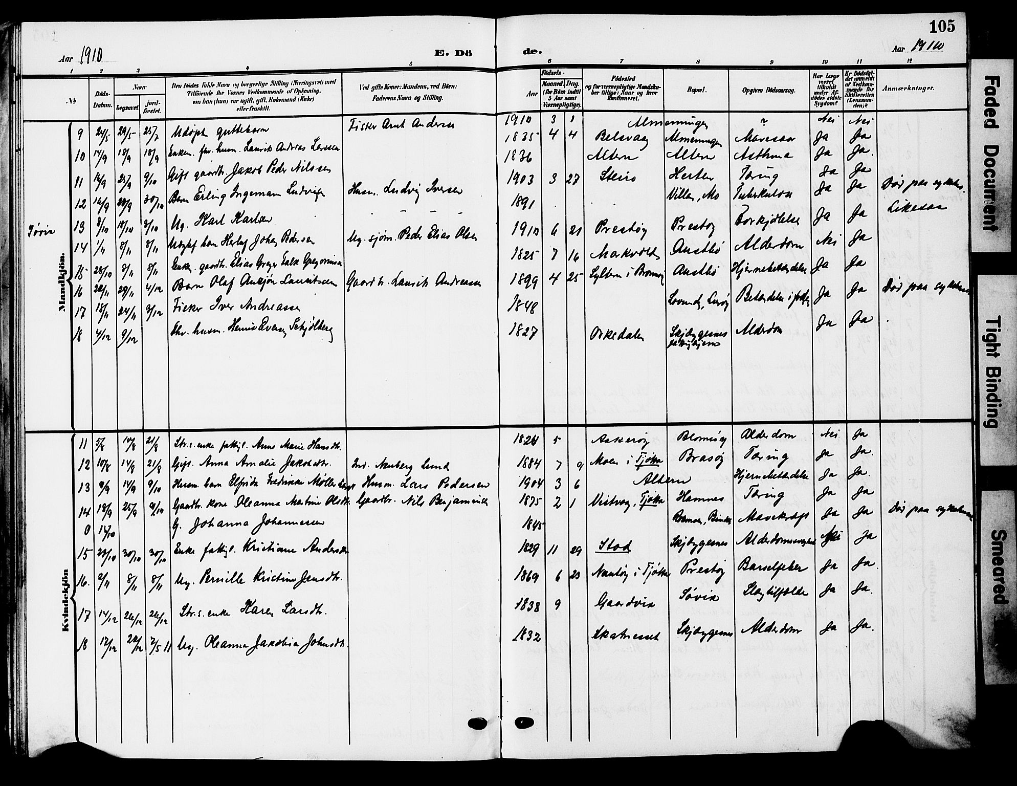 Ministerialprotokoller, klokkerbøker og fødselsregistre - Nordland, AV/SAT-A-1459/830/L0464: Parish register (copy) no. 830C06, 1906-1925, p. 105